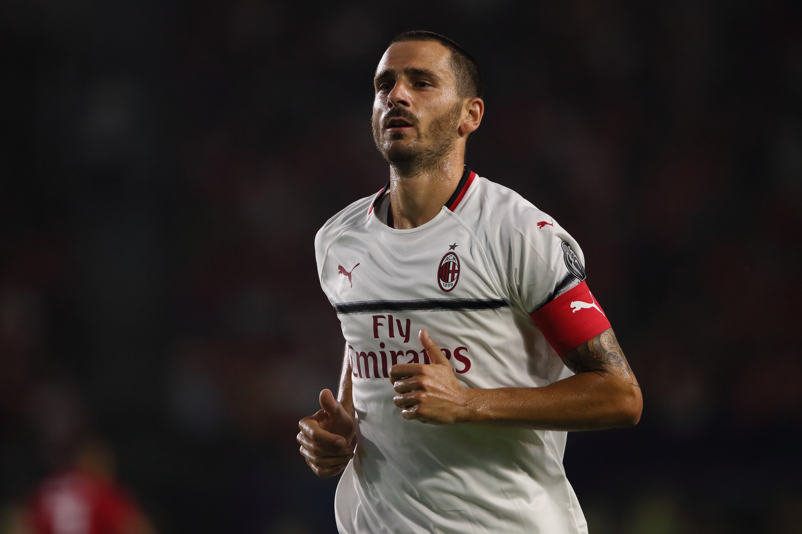 CARSON, CA - JULY 25:  	Leonardo Bonucci of AC Milan during the International Champions Cup 2018 match between AC Milan and Manchester United at StubHub Center on July 25, 2018 in Carson, California. (Photo by Matthew Ashton - AMA/Getty Images)