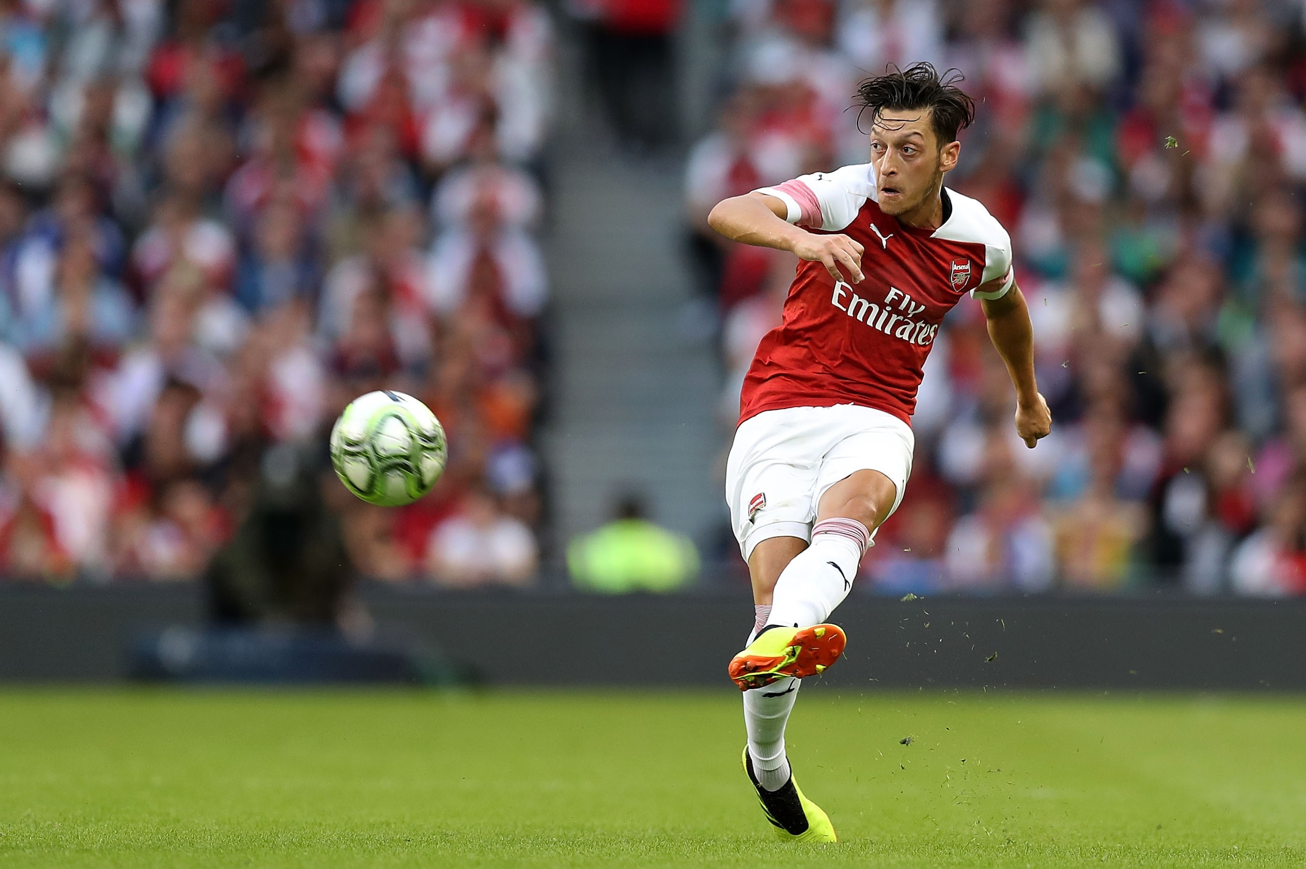 DUBLIN, IRELAND - AUGUST 01: Mesut Ozil of Arsenal during the International Champions Cup 2018 match between Arsenal and Chelsea at the Aviva Stadium on August 1, 2018 in Dublin, Ireland. (Photo by Alex Morton/International Champions Cup/Getty Images)