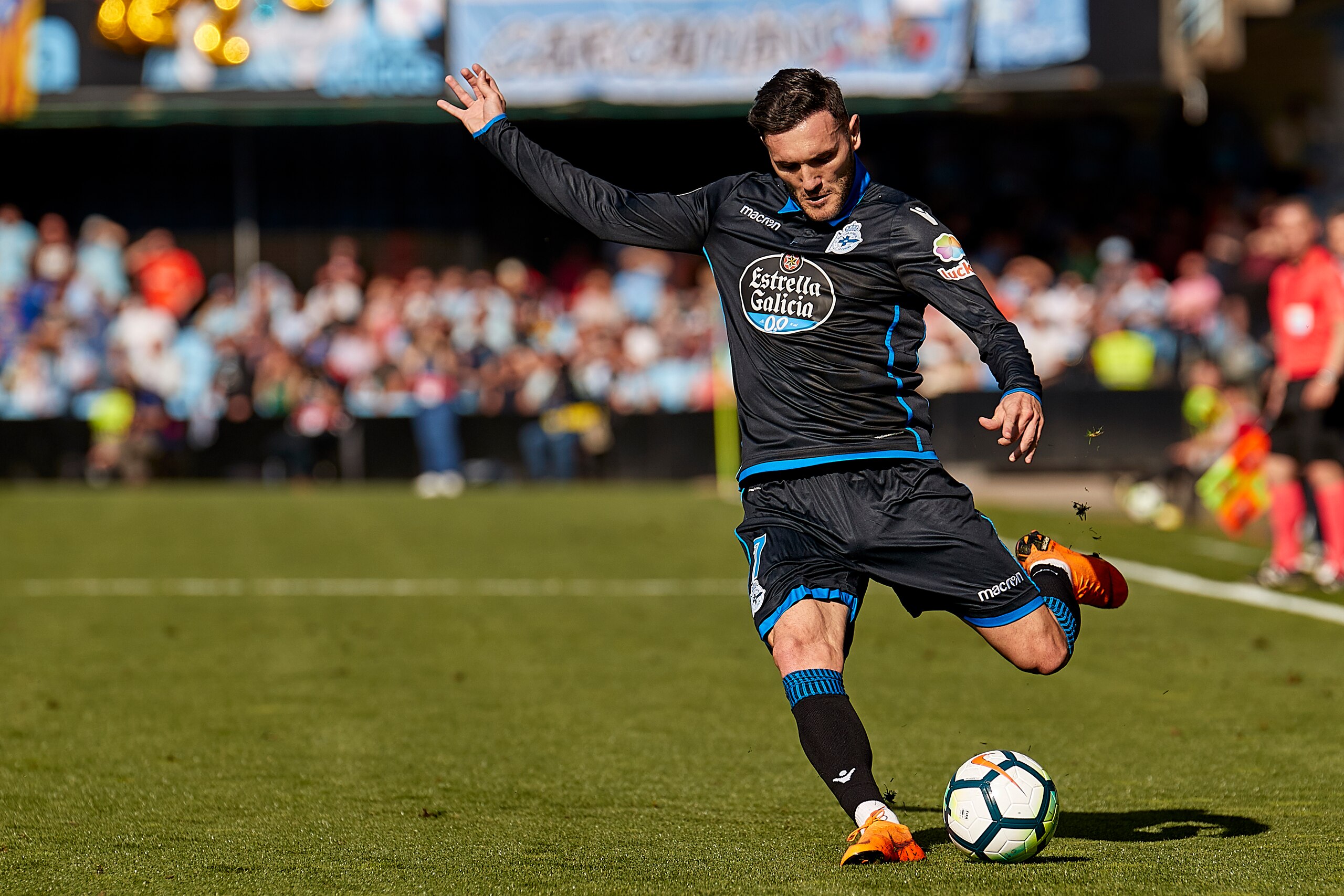 VIGO, SPAIN - MAY 05:  Lucas Perez of Deportivo de La Coruna in action during the La Liga match between Celta de Vigo and Deportivo La Coruna at Balaidos Stadium on May 5, 2018 in Vigo, Spain.  (Photo by Quality Sport Images/Getty Images)