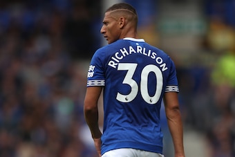 LIVERPOOL, ENGLAND - AUGUST 04: Richarlison de Andrade of Everton during the Pre-Season Friendly between Everton and Valencia at Goodison Park on August 4, 2018 in Liverpool, England. (Photo by Lynne Cameron/Getty Images)