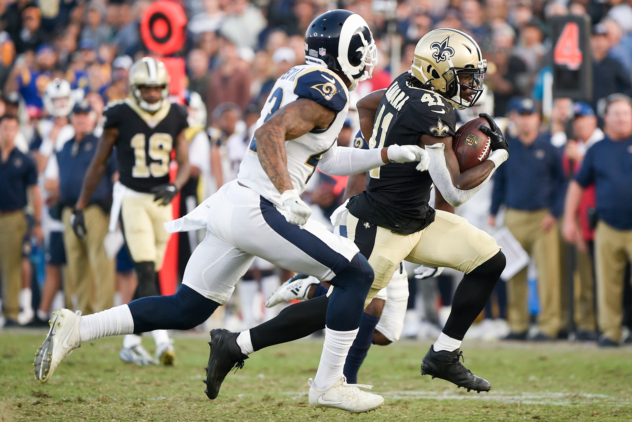 Kamara led the NFL in yards per carry as a rookie and finished sixth in yards gained from scrimmage.