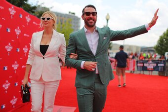 Justin Verlander walks the carpet with his wife Kate Upton during the MLB Red Carpet Show at Nationals Park on Tuesday, July 17, 2018 in Washington, D.C.