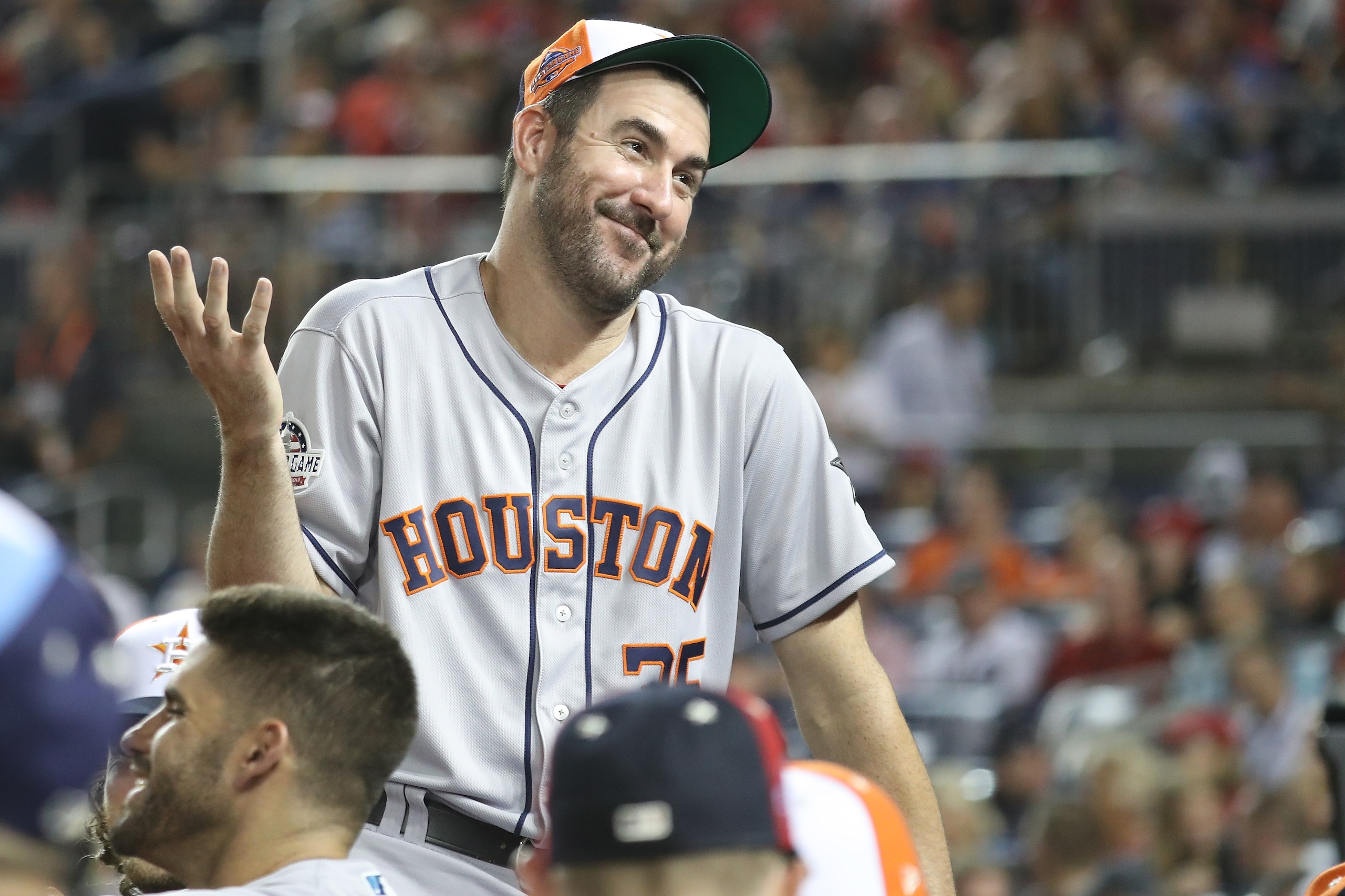WASHINGTON, DC - JULY 17: Justin Verlander #35 of the Houston Astros and the American League during the 89th MLB All-Star Game, presented by Mastercard at Nationals Park on July 17, 2018 in Washington, DC. (Photo by Rob Carr/Getty Images) WASHINGTON, DC - JULY 17: Justin Verlander #35 of the Houston Astros and the American League during the 89th MLB All-Star Game, presented by Mastercard at Nationals Park on July 17, 2018 in Washington, DC. (Photo by Rob Carr/Getty Images)