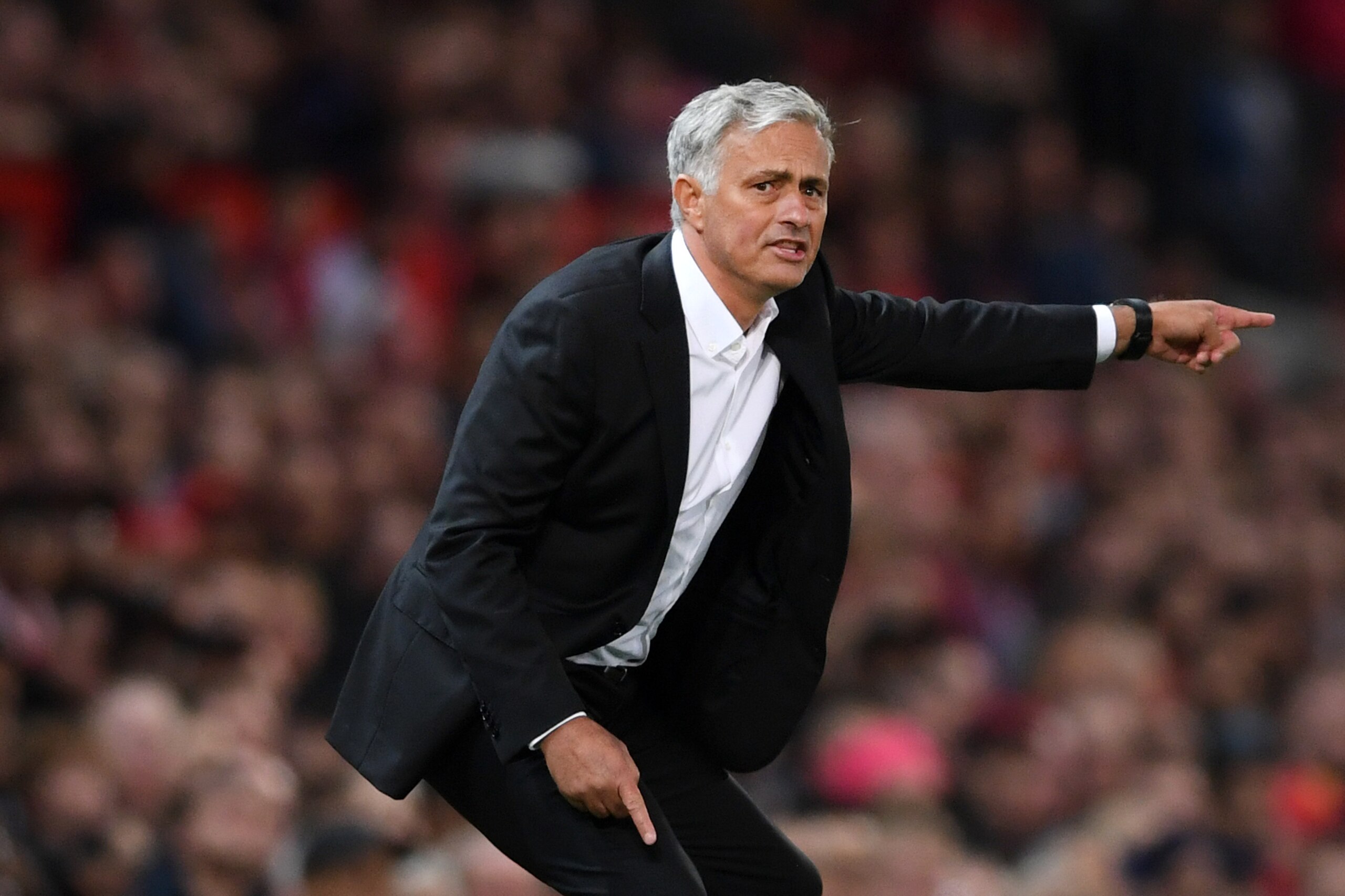 MANCHESTER, ENGLAND - AUGUST 10: Jose Mourinho, Manager of Manchester United reacts during the Premier League match between Manchester United and Leicester City at Old Trafford on August 10, 2018 in Manchester, United Kingdom. (Photo by Laurence Griffit MANCHESTER, ENGLAND - AUGUST 10: Jose Mourinho, Manager of Manchester United reacts during the Premier League match between Manchester United and Leicester City at Old Trafford on August 10, 2018 in Manchester, United Kingdom. (Photo by Laurence Griffit