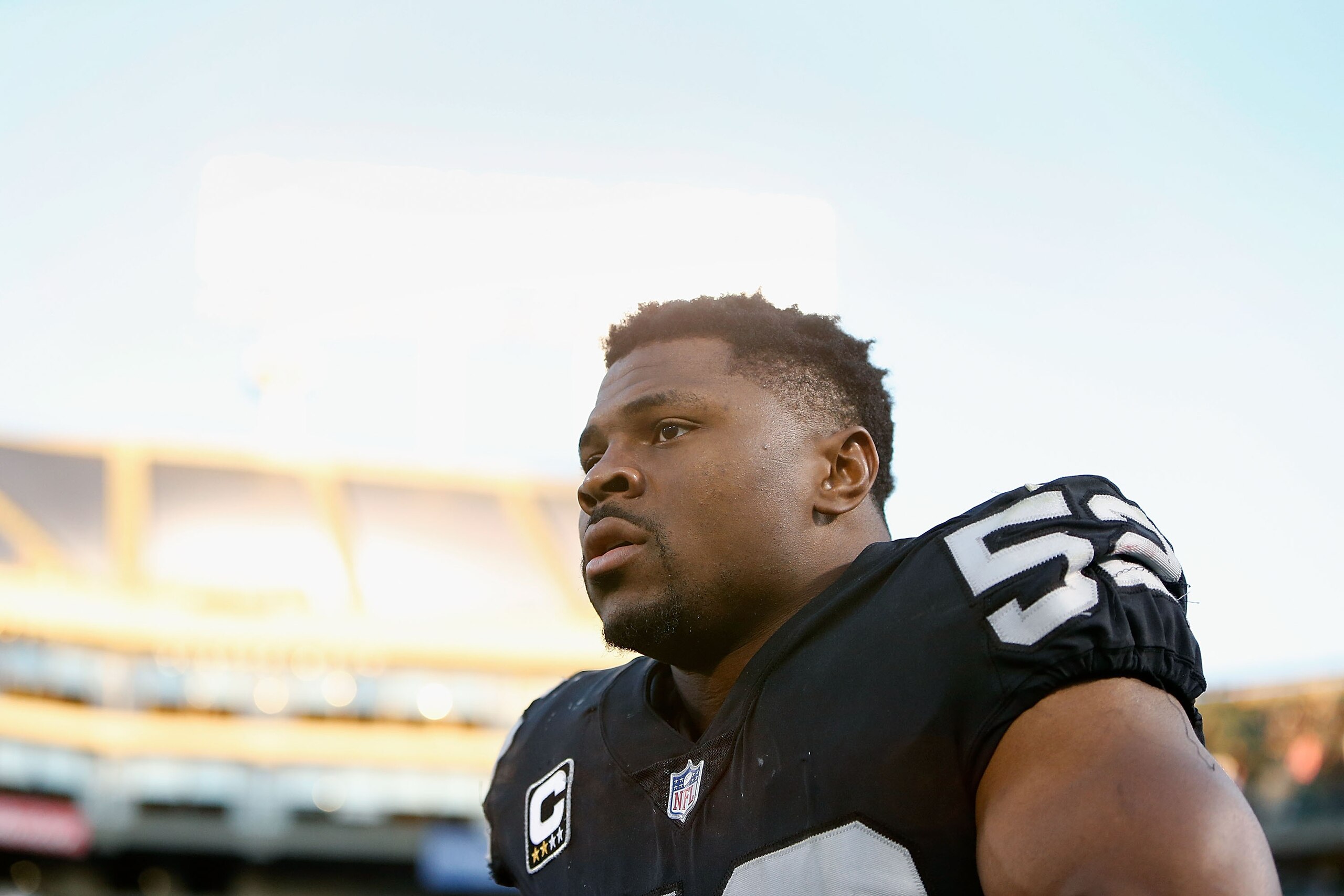 OAKLAND, CA - DECEMBER 03: Khalil Mack #52 of the Oakland Raiders leaves the field after a win against the New York Giants at Oakland-Alameda County Coliseum on December 3, 2017 in Oakland, California. (Photo by Lachlan Cunningham/Getty Images)