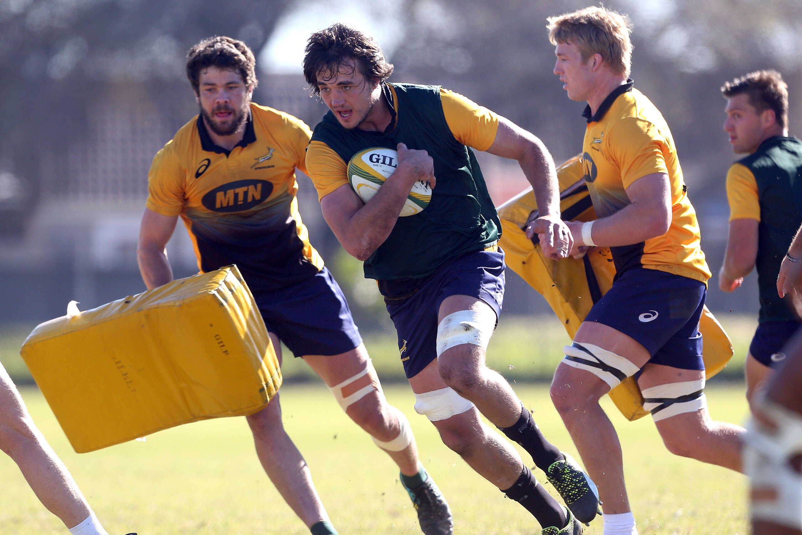 CAPE TOWN, SOUTH AFRICA - AUGUST 09: Franco Mostert during the Springbok Open Training Session and Fan Engagement at Belhar Rugby Club on August 09, 2018 in Cape Town, South Africa. (Photo by Carl Fourie/Gallo Images/Getty Images)
