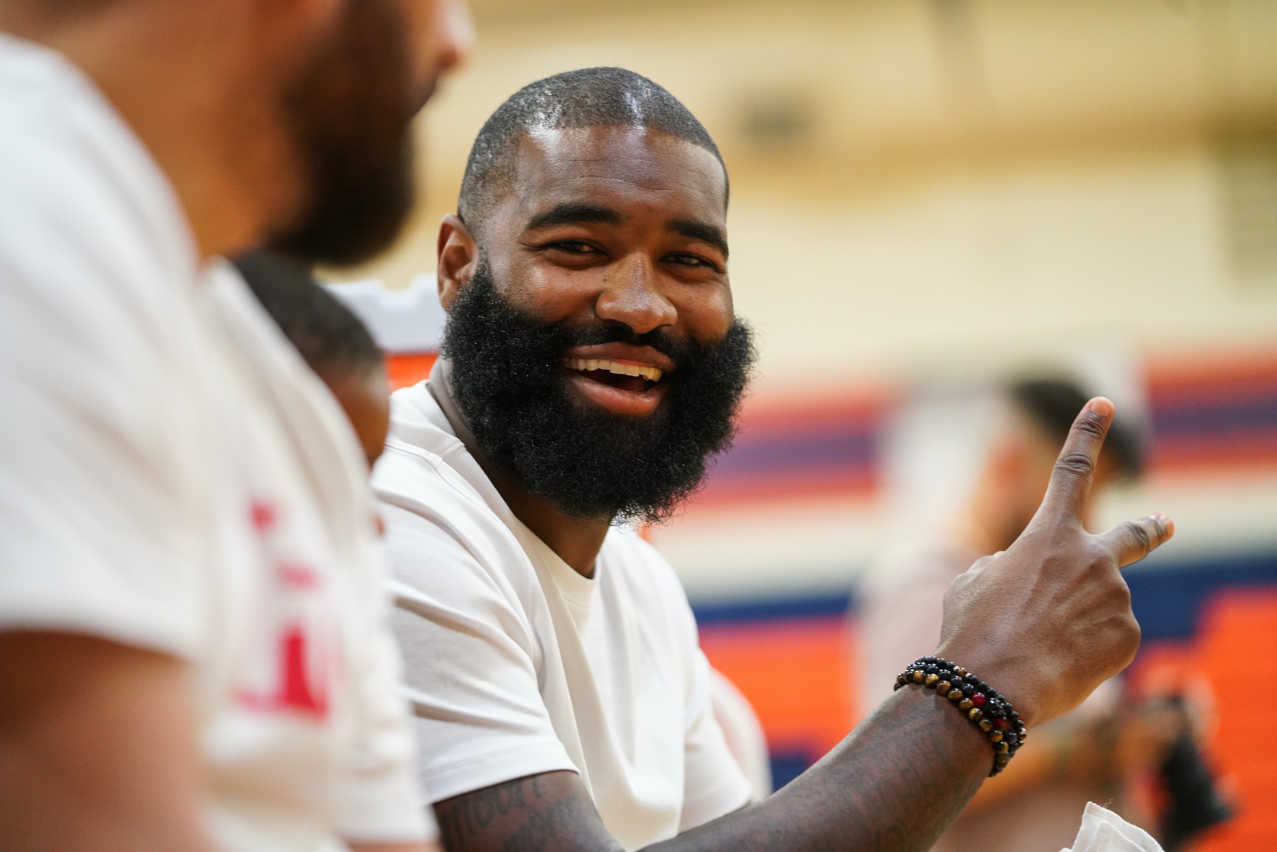 LAS VEGAS, NV - JULY 25:  Kyle O'Quinn watches AAU games court side at the Fab 48 tournament at Bishop Gorman High School on July 25, 2018 in Las Vegas, Nevada.  (Photo by Cassy Athena/Getty Images)