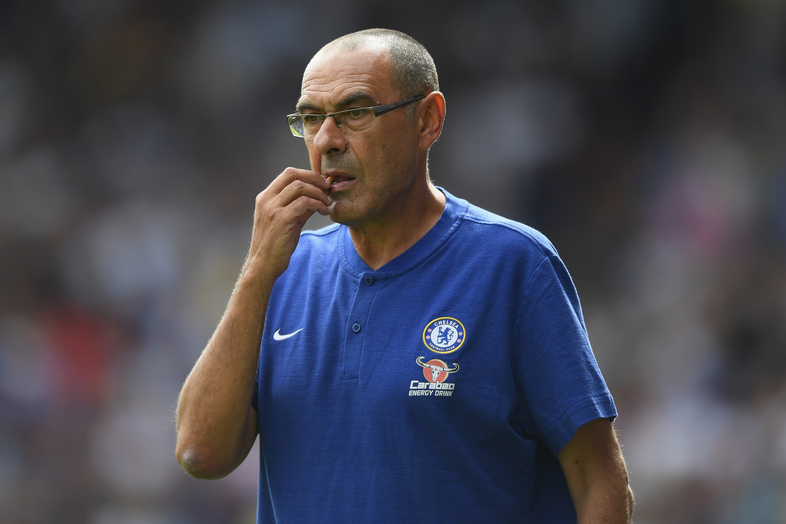 HUDDERSFIELD, ENGLAND - AUGUST 11: Chelsea manager Maurizio Sarri during the Premier League match between Huddersfield Town and Chelsea FC at John Smith's Stadium on August 11, 2018 in Huddersfield, United Kingdom. (Photo by Shaun Botterill/Getty Images HUDDERSFIELD, ENGLAND - AUGUST 11: Chelsea manager Maurizio Sarri during the Premier League match between Huddersfield Town and Chelsea FC at John Smith's Stadium on August 11, 2018 in Huddersfield, United Kingdom. (Photo by Shaun Botterill/Getty Images