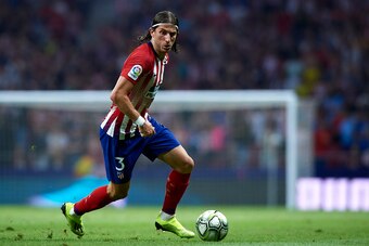 MADRID, SPAIN - AUGUST 11:  Filipe Luis of Atletico de Madrid in action during the Pre-Season Friendly match between Atletico de Madrid and FC Internazionale at Wanda Metropolitano on August 11, 2018 in Madrid, Spain.  (Photo by Quality Sport Images/Getty