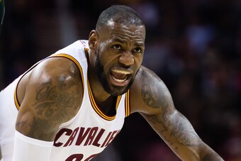 CLEVELAND, OH - MARCH 16: LeBron James #23 of the Cleveland Cavaliers yells to his teammates during the first half against the Utah Jazz at Quicken Loans Arena on March 16, 2017 in Cleveland, Ohio. NOTE TO USER: User expressly acknowledges and agrees that
