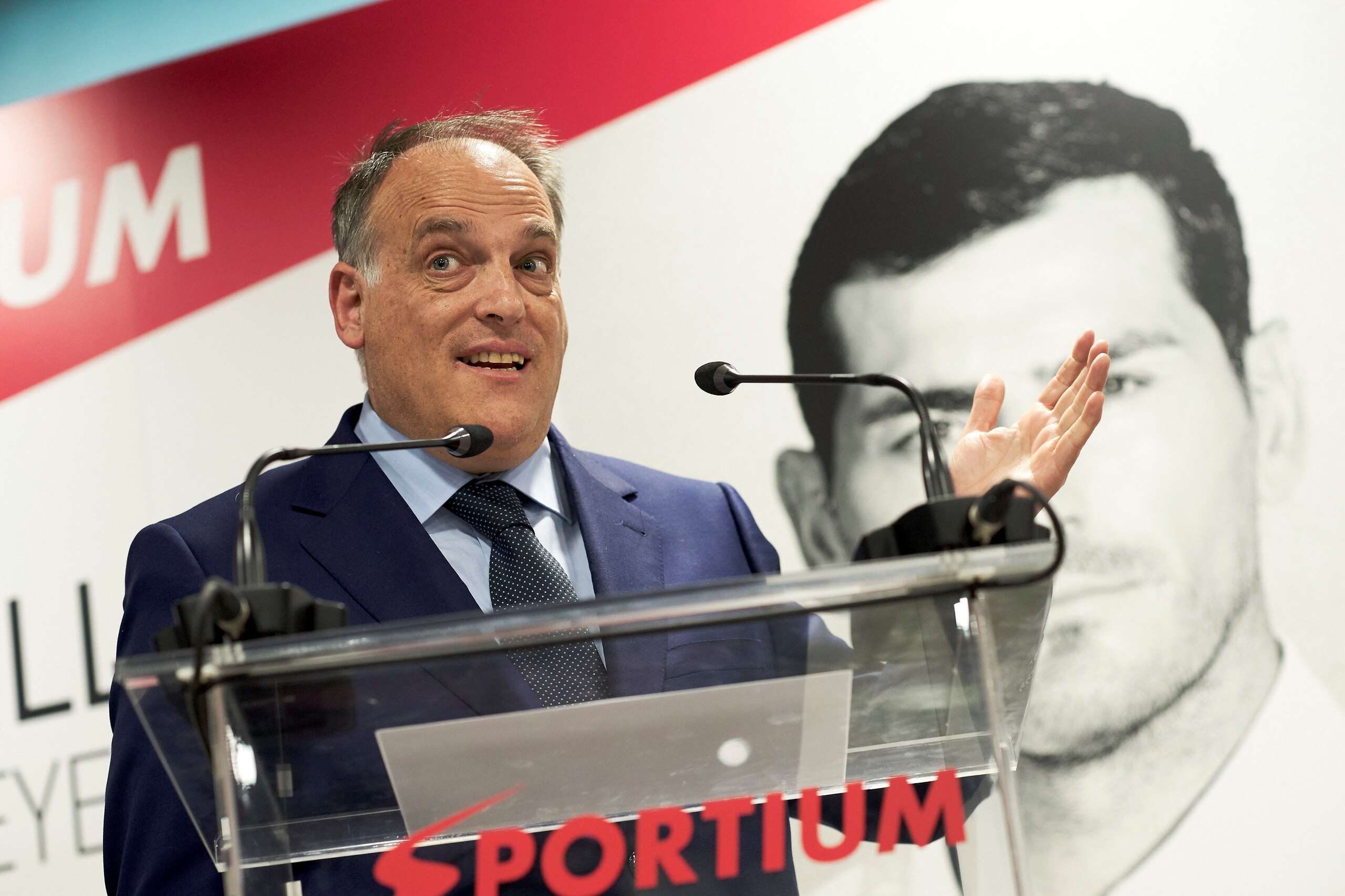 MADRID, SPAIN - MAY 30:  Javier Tebas attends the presentation of Iker Casillas  as Sportium Ambassador for FIFA World Cup 2018 on May 30, 2018 in Madrid, Spain.  (Photo by Carlos Alvarez/Getty Images)