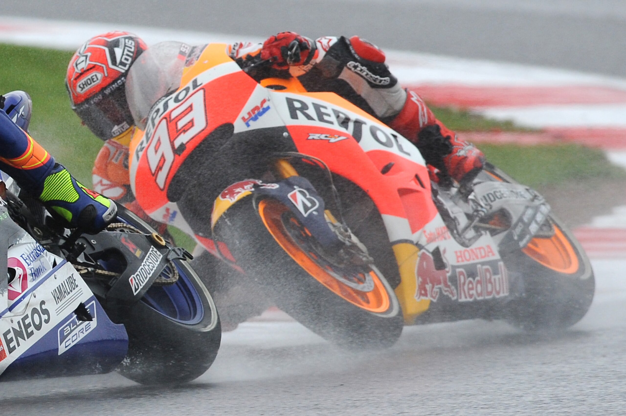 Marquez struggled with the wet conditions at Silverstone in 2015.