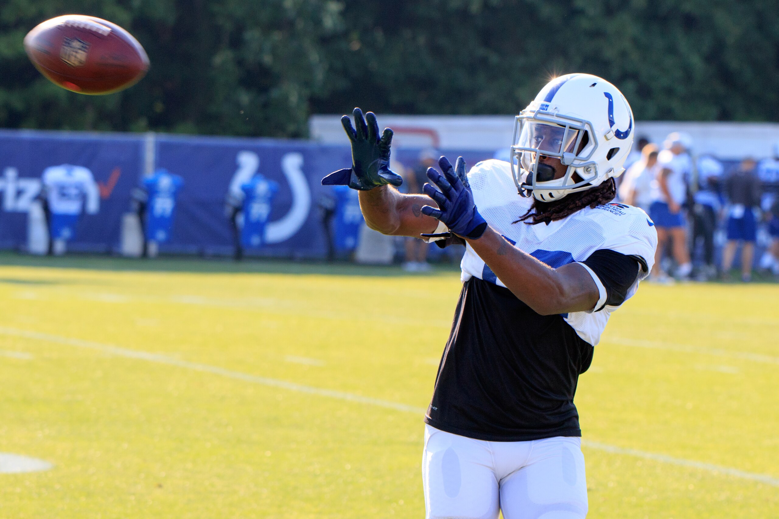 WESTFIELD, IN AUGUST 6: Wide receiver T.Y. Hilton #13 of the Indianapolis Colts runs through a drill during the Colts' training camp at Grand Park on August 6, 2018 in Westfield, Indiana. (Photo by Justin Casterline/Getty Images) WESTFIELD, IN AUGUST 6: Wide receiver T.Y. Hilton #13 of the Indianapolis Colts runs through a drill during the Colts' training camp at Grand Park on August 6, 2018 in Westfield, Indiana. (Photo by Justin Casterline/Getty Images)