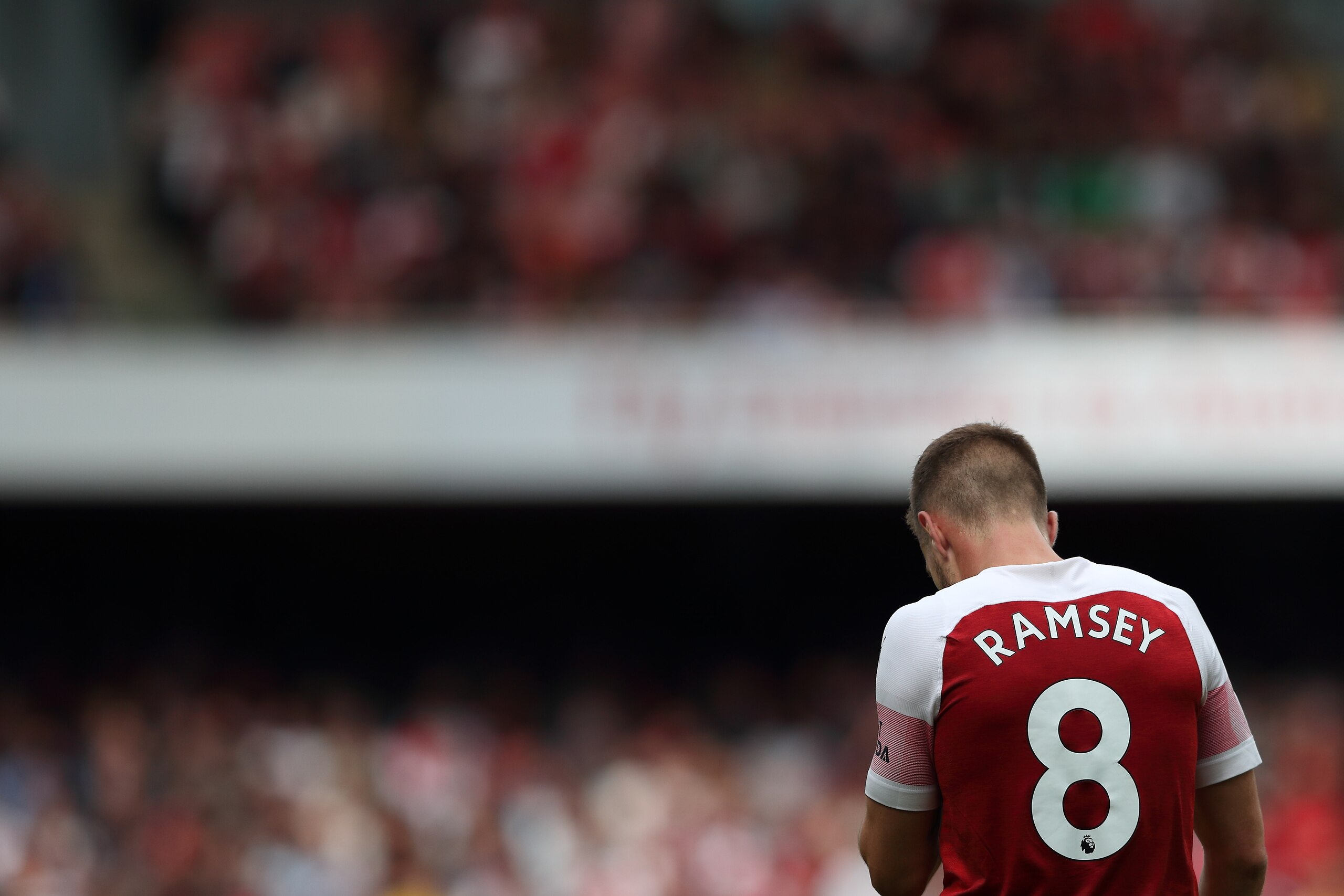 LONDON, ENGLAND - AUGUST 25: Aaron Ramsey of Arsenal during the Premier League match between Arsenal FC and West Ham United at Emirates Stadium on August 25, 2018 in London, United Kingdom. (Photo by James Williamson - AMA/Getty Images)