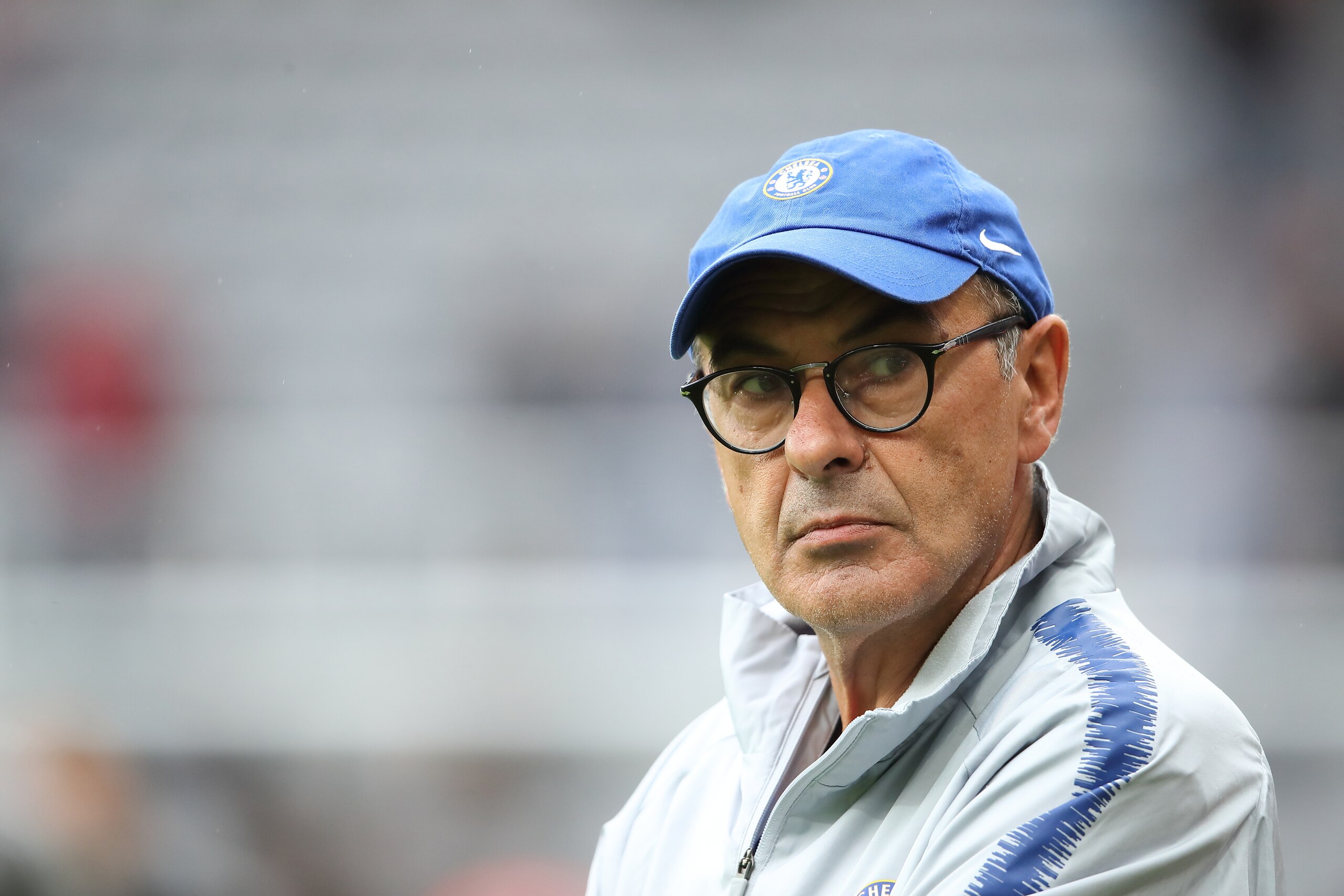 NEWCASTLE UPON TYNE, ENGLAND - AUGUST 26: Maurizio Sarri head coach / manager of Chelsea during the Premier League match between Newcastle United and Chelsea FC at St. James Park on August 26, 2018 in Newcastle upon Tyne, United Kingdom. (Photo by Matthew