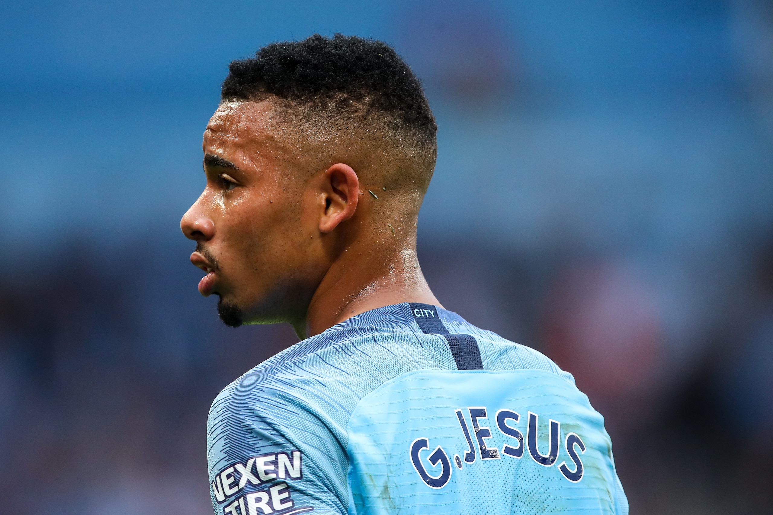 MANCHESTER, ENGLAND - SEPTEMBER 01: Gabriel Jesus of Manchester City during the Premier League match between Manchester City and Newcastle United at Etihad Stadium on September 1, 2018 in Manchester, United Kingdom. (Photo by Robbie Jay Barratt - AMA/Gett
