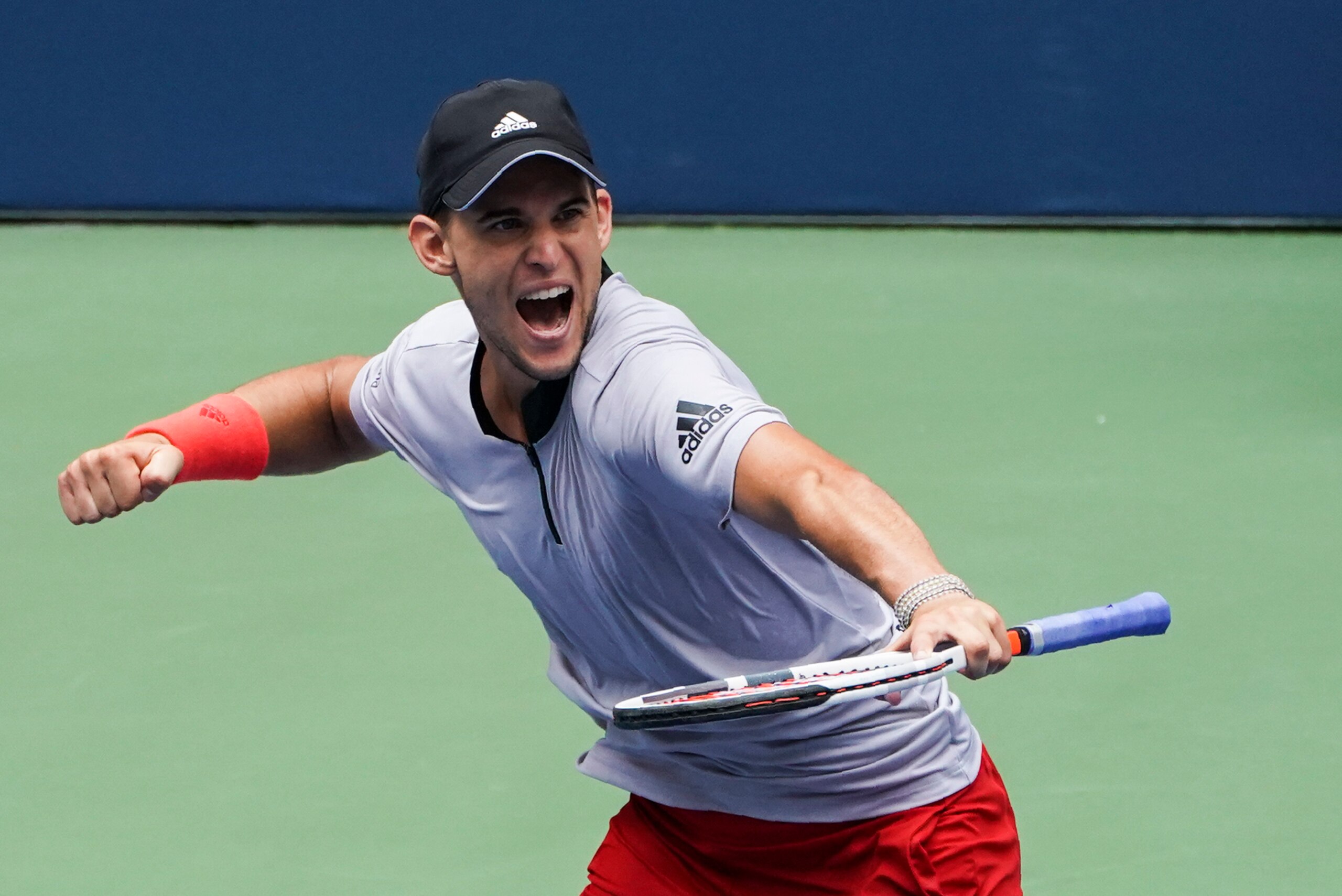 Dominic Thiem of Austria celebrates after his match against Kevin Anderson of South Africa  during Day 7 of the 2018 US Open Men's Singles at the USTA Billie Jean King National Tennis Center in New York on September 2, 2018. (Photo by kena betancur / AFP)