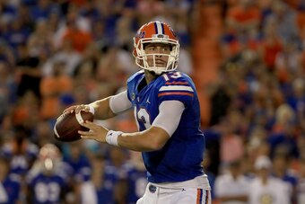 GAINESVILLE, FL - SEPTEMBER 01:  Feleipe Franks #13 of the Florida Gators attempts a pass during the game against the Charleston Southern Buccaneers at Ben Hill Griffin Stadium on September 1, 2018 in Gainesville, Florida.  (Photo by Sam Greenwood/Getty I