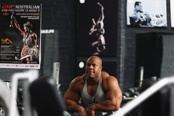 MELBOURNE, AUSTRALIA - MARCH 16:  Mr Olympia Phil Heath poses during a media call ahead of the 2012 IFBB Australian Pro Grand Prix XIII on March 16, 2012 in Melbourne, Australia.  (Photo by Robert Cianflone/Getty Images)