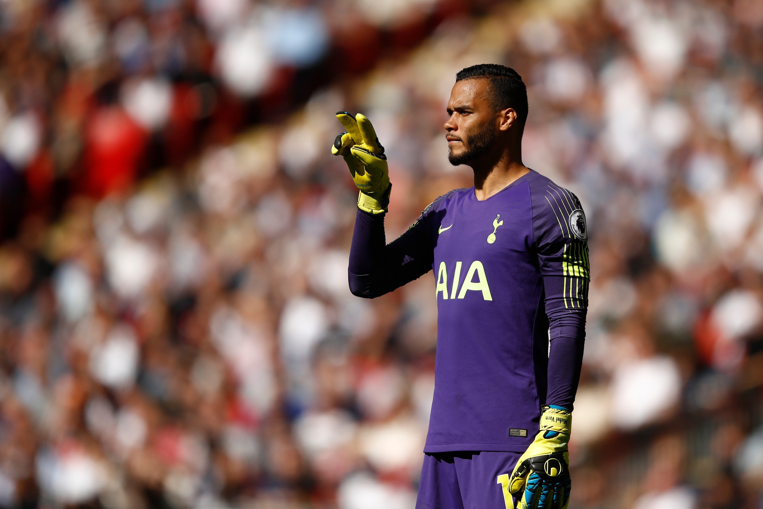 LONDON, ENGLAND - SEPTEMBER 15:  Michel Vorm of Tottenham Hotspur looks on during the Premier League match between Tottenham Hotspur and Liverpool FC at Wembley Stadium on September 15, 2018 in London, United Kingdom.  (Photo by Julian Finney/Getty Images