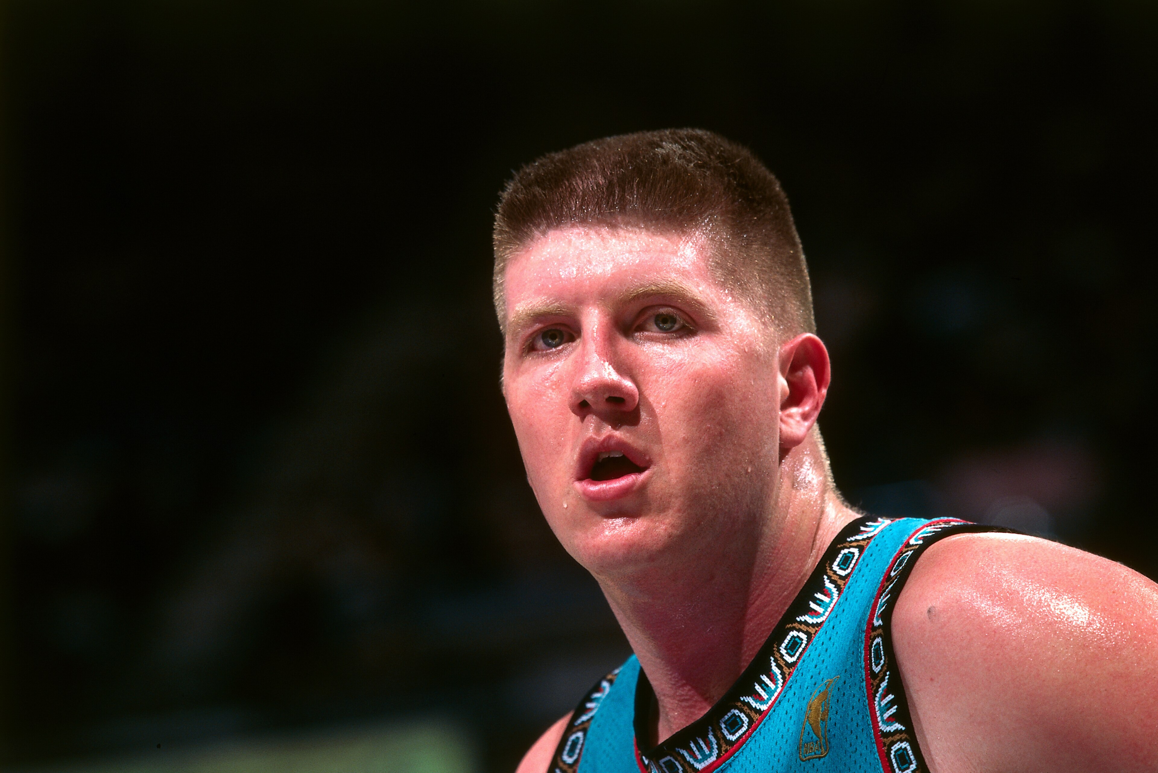 SACRAMENTO, CA - APRIL 8: Bryant Reeves #50 of the Vancouver Grizzlies looks on against the Sacramento Kings during a game played on April 8, 1997 at Arco Arena in Sacramento, California. NOTE TO USER: User expressly acknowledges and agrees that, by downl