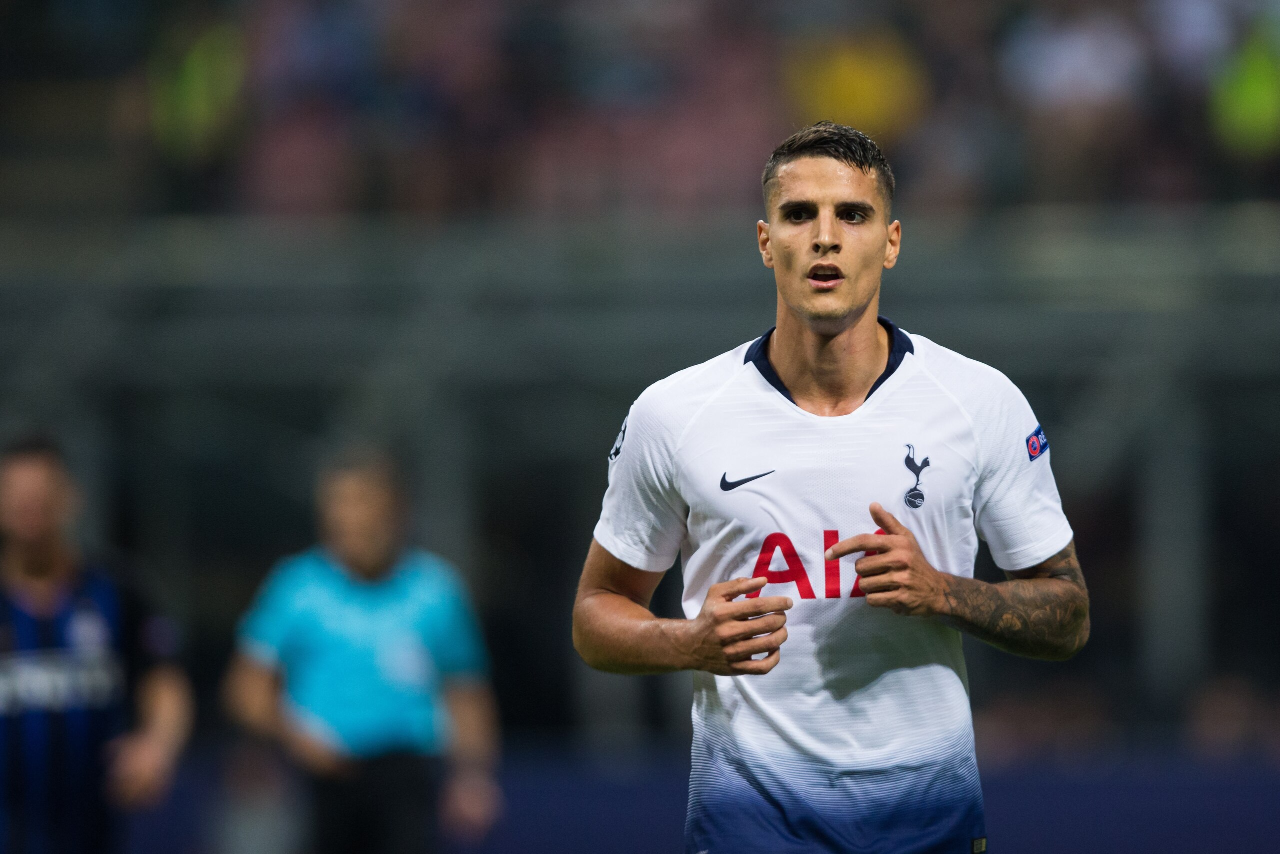 MILAN, ITALY - SEPTEMBER 18:  Erik Lamela of Tottenham Hotspur during the Group B match of the UEFA Champions League between FC Internazionale and Tottenham Hotspur at San Siro Stadium on September 18, 2018 in Milan, Italy. (Photo by Craig Mercer/MB Media