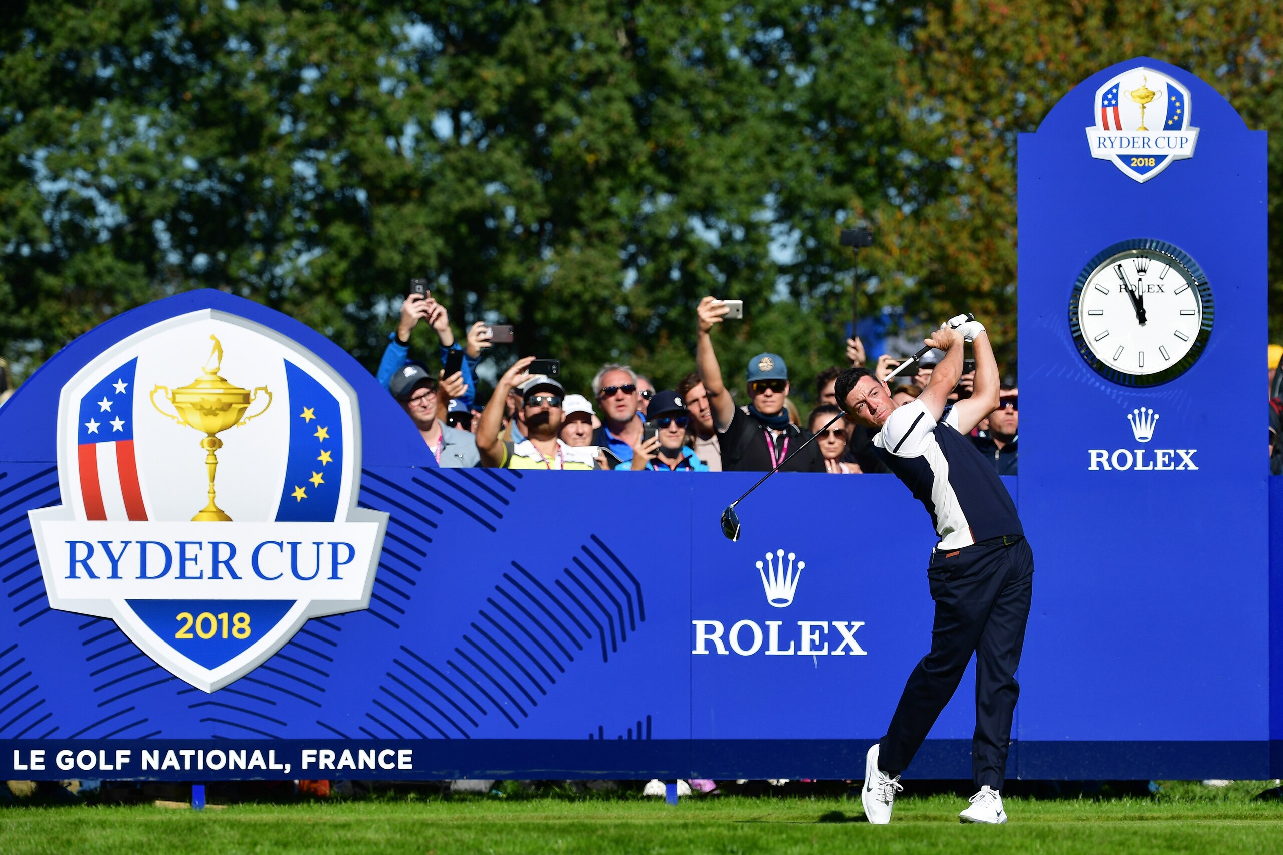 PARIS, FRANCE - SEPTEMBER 26: Rory McIlroy of Europe tees off during practice ahead of the 2018 Ryder Cup at Le Golf National on September 26, 2018 in Paris, France. (Photo by Stuart Franklin/Getty Images) PARIS, FRANCE - SEPTEMBER 26: Rory McIlroy of Europe tees off during practice ahead of the 2018 Ryder Cup at Le Golf National on September 26, 2018 in Paris, France. (Photo by Stuart Franklin/Getty Images)