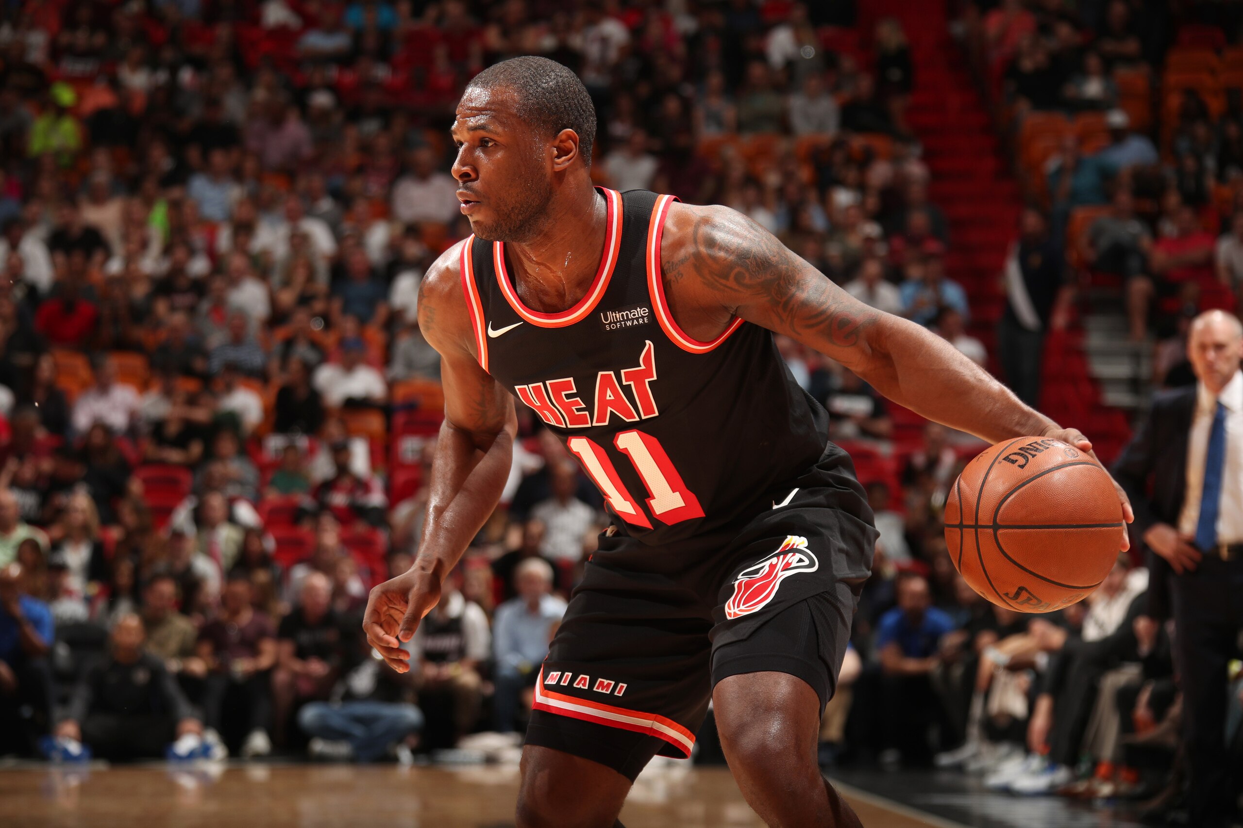 MIAMI, FL - DECEMBER 22: Dion Waiters #11 of the Miami Heat handles the ball against the Dallas Mavericks on December 22, 2017 at American Airlines Arena in Miami, Florida. NOTE TO USER: User expressly acknowledges and agrees that, by downloading and/or u MIAMI, FL - DECEMBER 22: Dion Waiters #11 of the Miami Heat handles the ball against the Dallas Mavericks on December 22, 2017 at American Airlines Arena in Miami, Florida. NOTE TO USER: User expressly acknowledges and agrees that, by downloading and/or u