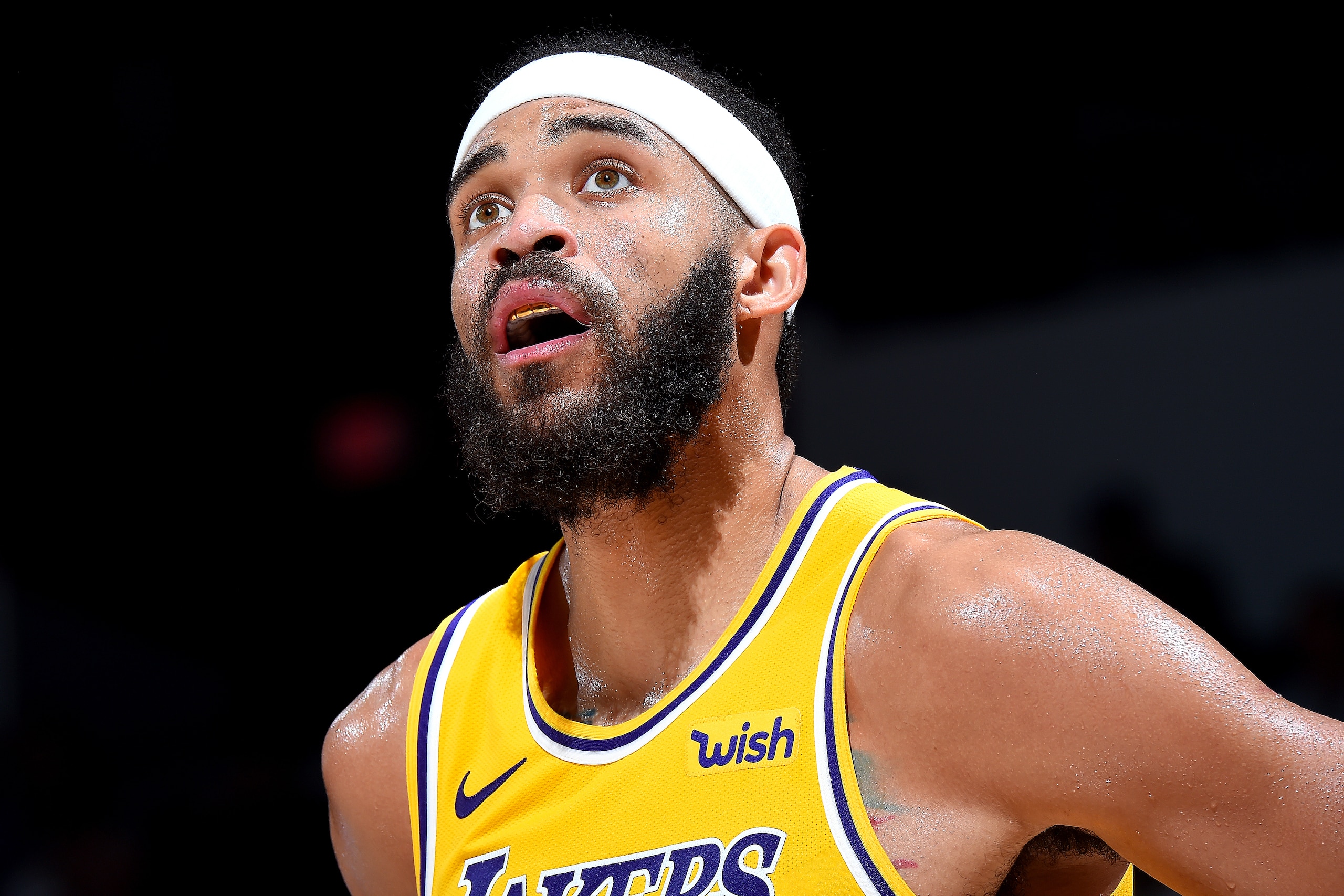 SAN DIEGO, CA - SEPTEMBER 30: JaVale McGee #7 of the Los Angeles Lakers is seen against the Denver Nuggets during a pre-season game on September 30, 2018 at Valley View Casino Center in San Diego, California. NOTE TO USER: User expressly acknowledges and SAN DIEGO, CA - SEPTEMBER 30: JaVale McGee #7 of the Los Angeles Lakers is seen against the Denver Nuggets during a pre-season game on September 30, 2018 at Valley View Casino Center in San Diego, California. NOTE TO USER: User expressly acknowledges and