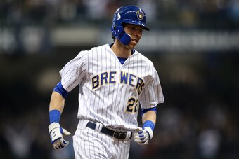 MILWAUKEE, WI - SEPTEMBER 29:  Christian Yelich #22 of the Milwaukee Brewers rounds the bases after hitting a home run in the seventh inning against the Detroit Tigers at Miller Park on September 29, 2018 in Milwaukee, Wisconsin.  (Photo by Dylan Buell/Ge