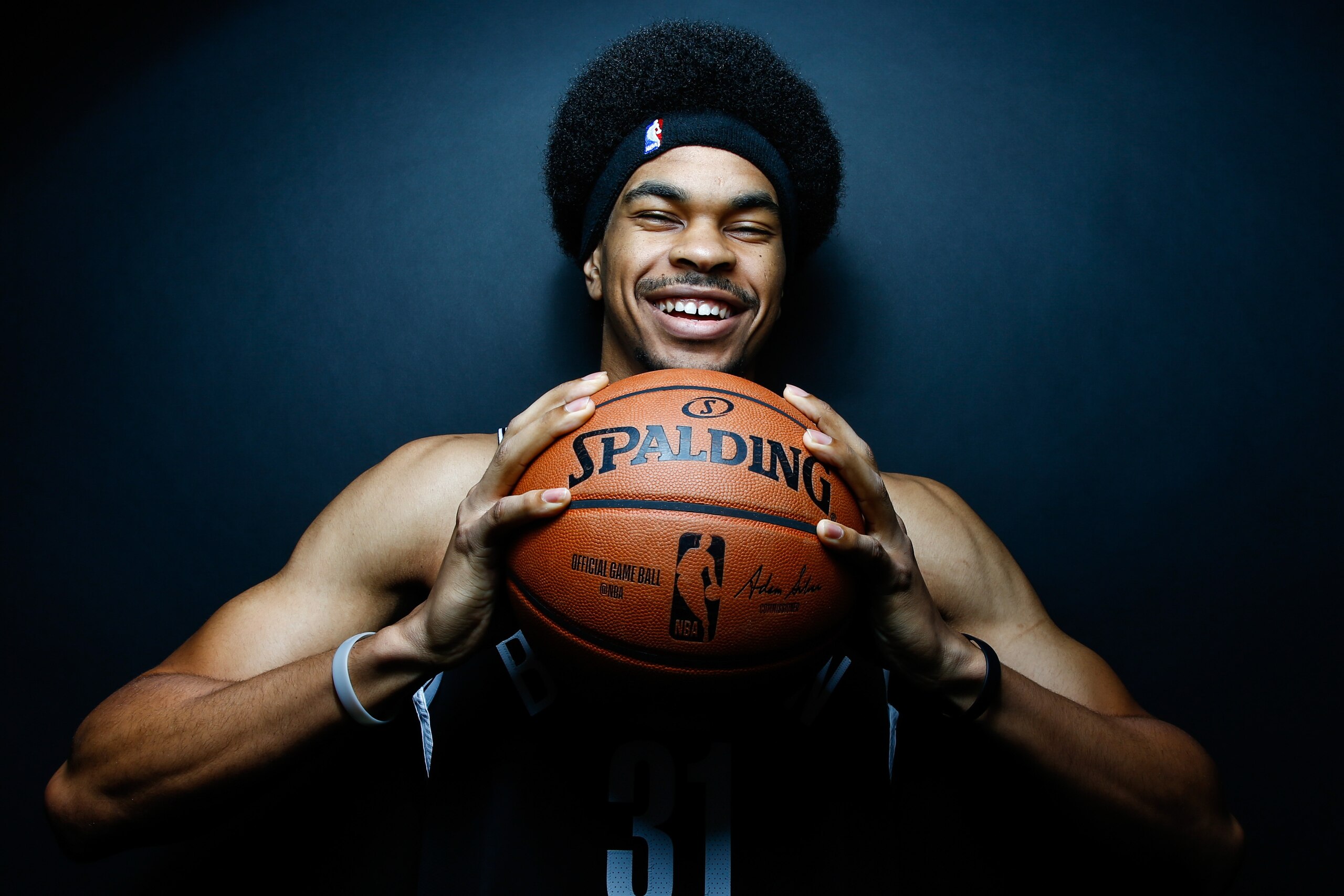 NEW YORK, NY - SEPTEMBER 24:  Jarrett Allen #31 of the Brooklyn Nets poses for a portrait during Media Day at the HSS Training Facility on September 24, 2018 in New York City.  NOTE TO USER: User expressly acknowledges and agrees that, by downloading and 