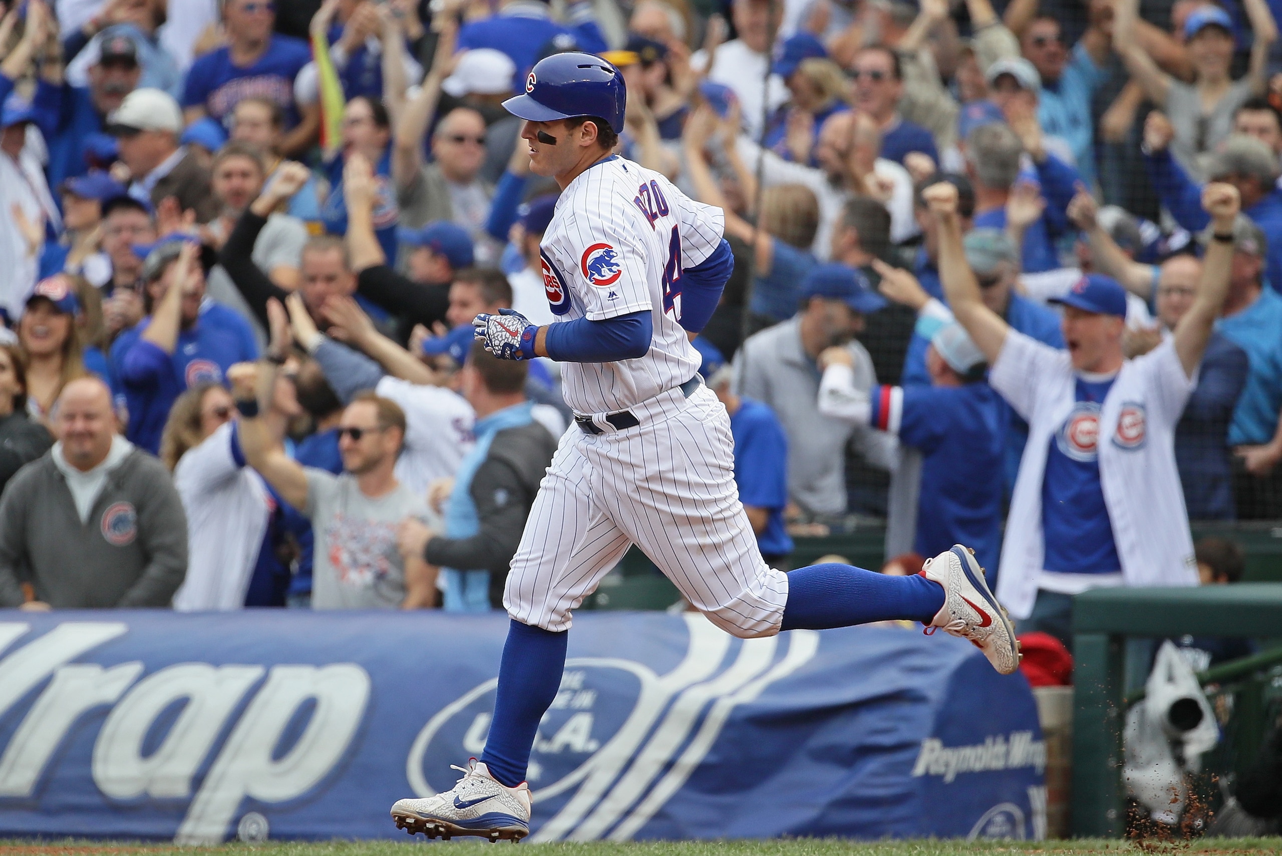 CHICAGO, IL - OCTOBER 01: Anthony Rizzo #44 of the Chicago Cubs runs bases after hitting a solo home run in the 5th inning against the Milwaukee Brewer during the National League Tiebreaker Game at Wrigley Field on October 1, 2018 in Chicago, Illinois. CHICAGO, IL - OCTOBER 01: Anthony Rizzo #44 of the Chicago Cubs runs bases after hitting a solo home run in the 5th inning against the Milwaukee Brewer during the National League Tiebreaker Game at Wrigley Field on October 1, 2018 in Chicago, Illinois.