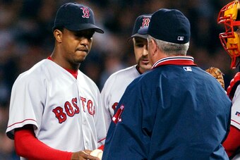 Little relieves Pedro Martinez in Game 7 of the ALCS after the future Hall of Famer had allowed the Yankees to tie the game in the bottom of the eighth inning.