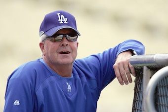 LOS ANGELES - APRIL 21:  Manager Grady Little #22 of the Los Angeles Dodgers looks on during batting practice before the game against the Pittsburgh Pirates at Dodger Stadium during the game on April 21, 2007 in Los Angeles, California.  (Photo by Jeff Gr
