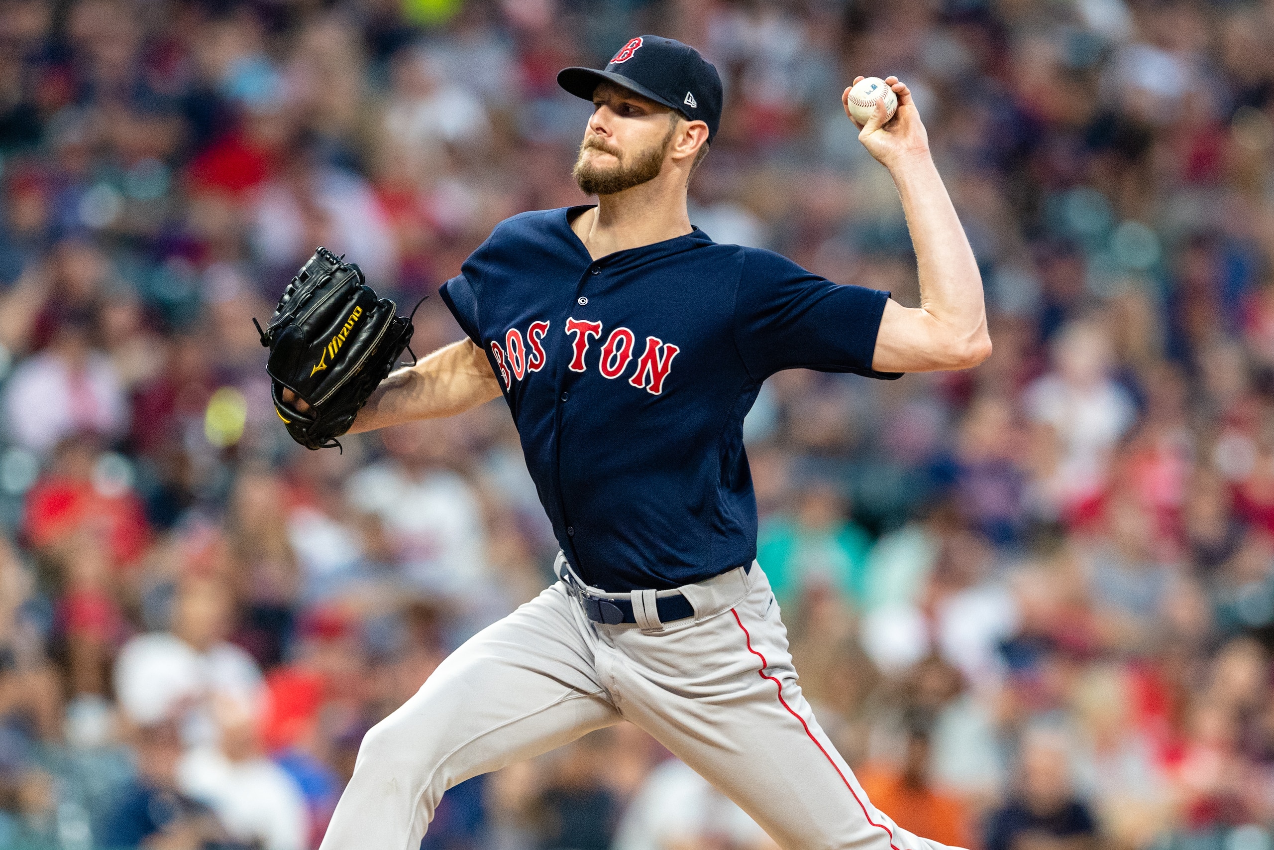 CLEVELAND, OH - SEPTEMBER 21: Chris Sale #41 of the Boston Red Sox pitches during the first inning against the Cleveland Indians at Progressive Field on September 21, 2018 in Cleveland, Ohio. (Photo by Jason Miller/Getty Images)