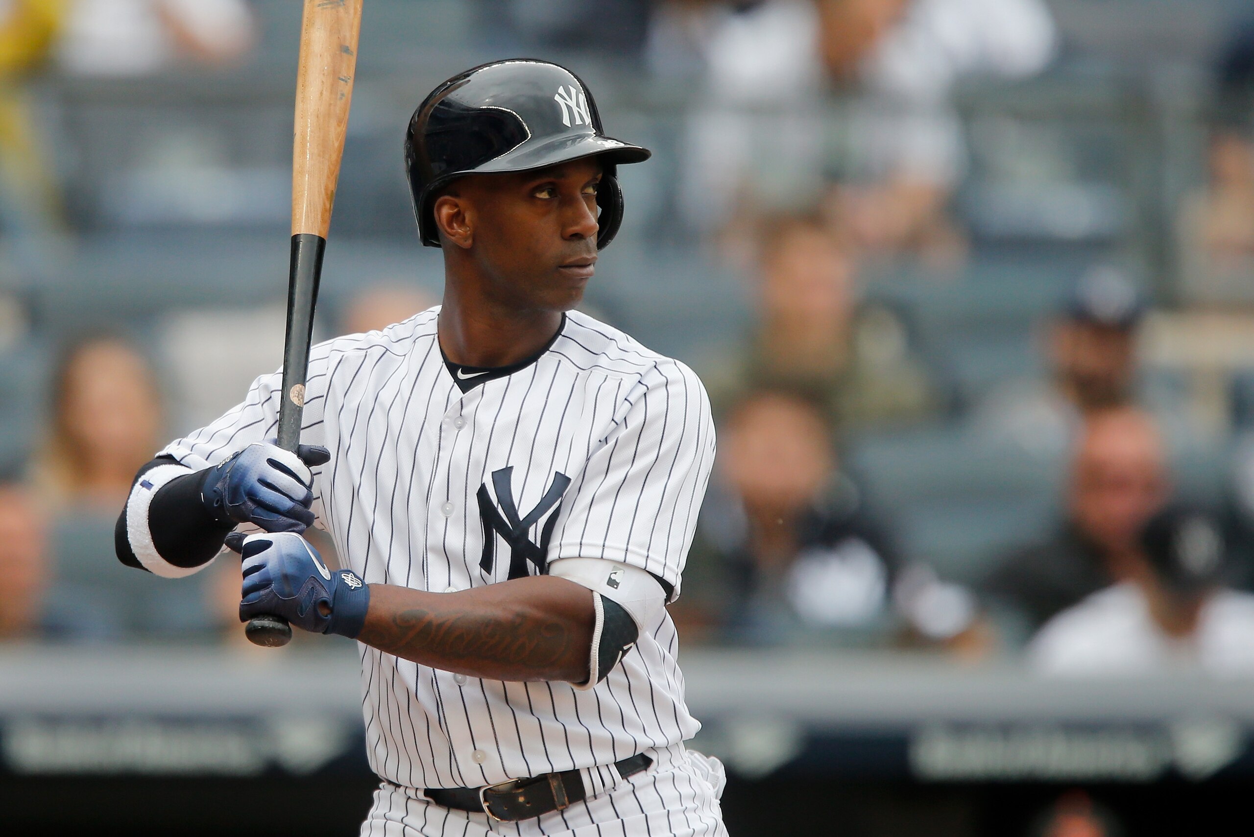 NEW YORK, NY - SEPTEMBER 23:  Andrew McCutchen #26 of the New York Yankees in action against the Baltimore Orioles at Yankee Stadium on September 23, 2018 in the Bronx borough of New York City. The Orioles defeated the Yankees 6-3.  (Photo by Jim McIsaac/