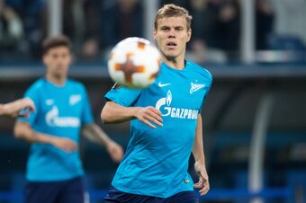 ST PETERSBURG, RUSSIA  - FEBRUARY 22, 2018.  UEFA Europa League, Round of 32: Zenit St Petersburg 3 - 0 Celtic F.C. Zenit St Petersburg's Aleksander Kokorin.