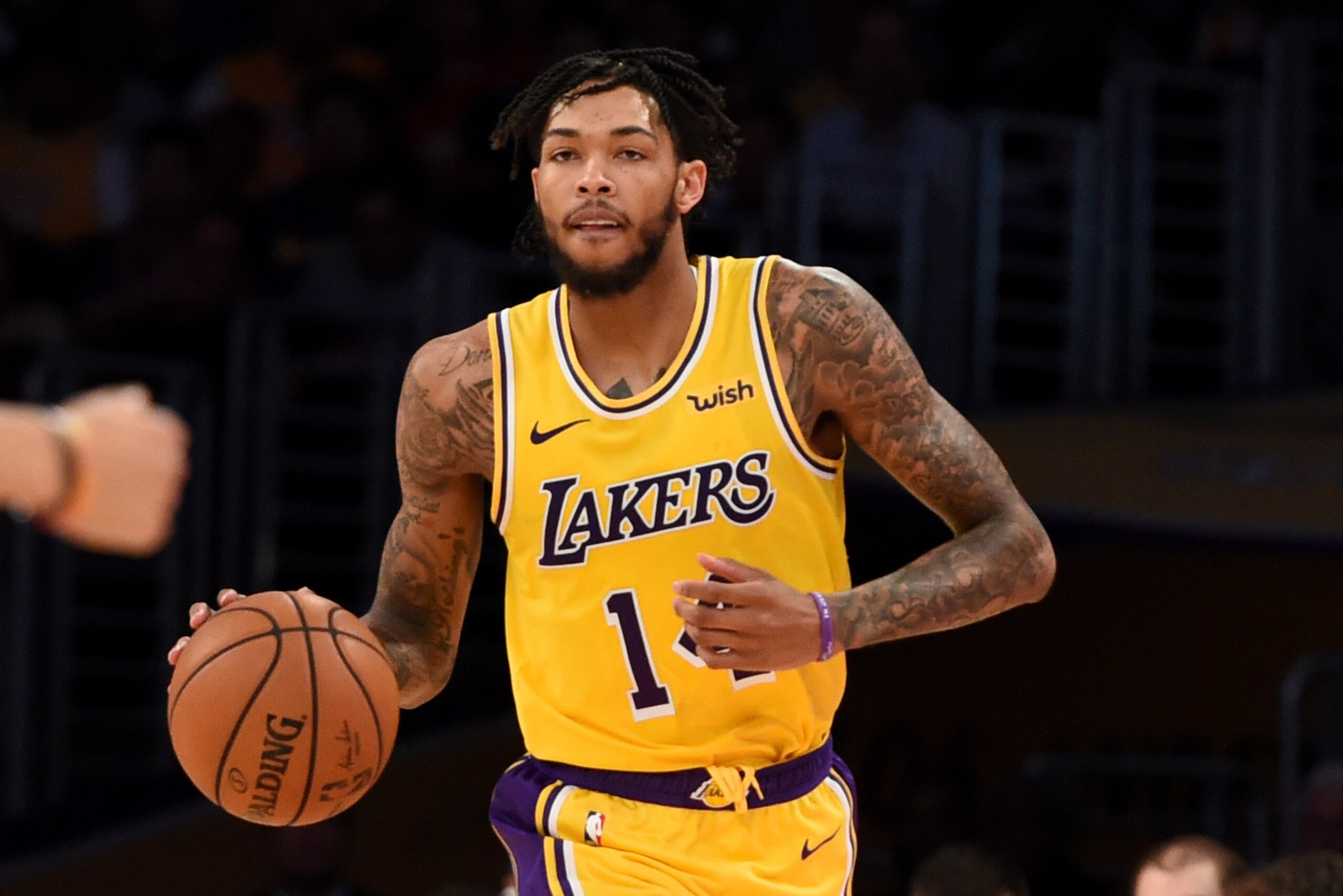 LOS ANGELES, CA - OCTOBER 4: Brandon Ingram #14 of the Los Angeles Lakers handles the ball against the Sacramento Kings during a pre-season game on October 4, 2018 at Staples Center, in Los Angeles, California.  NOTE TO USER: User expressly acknowledges a