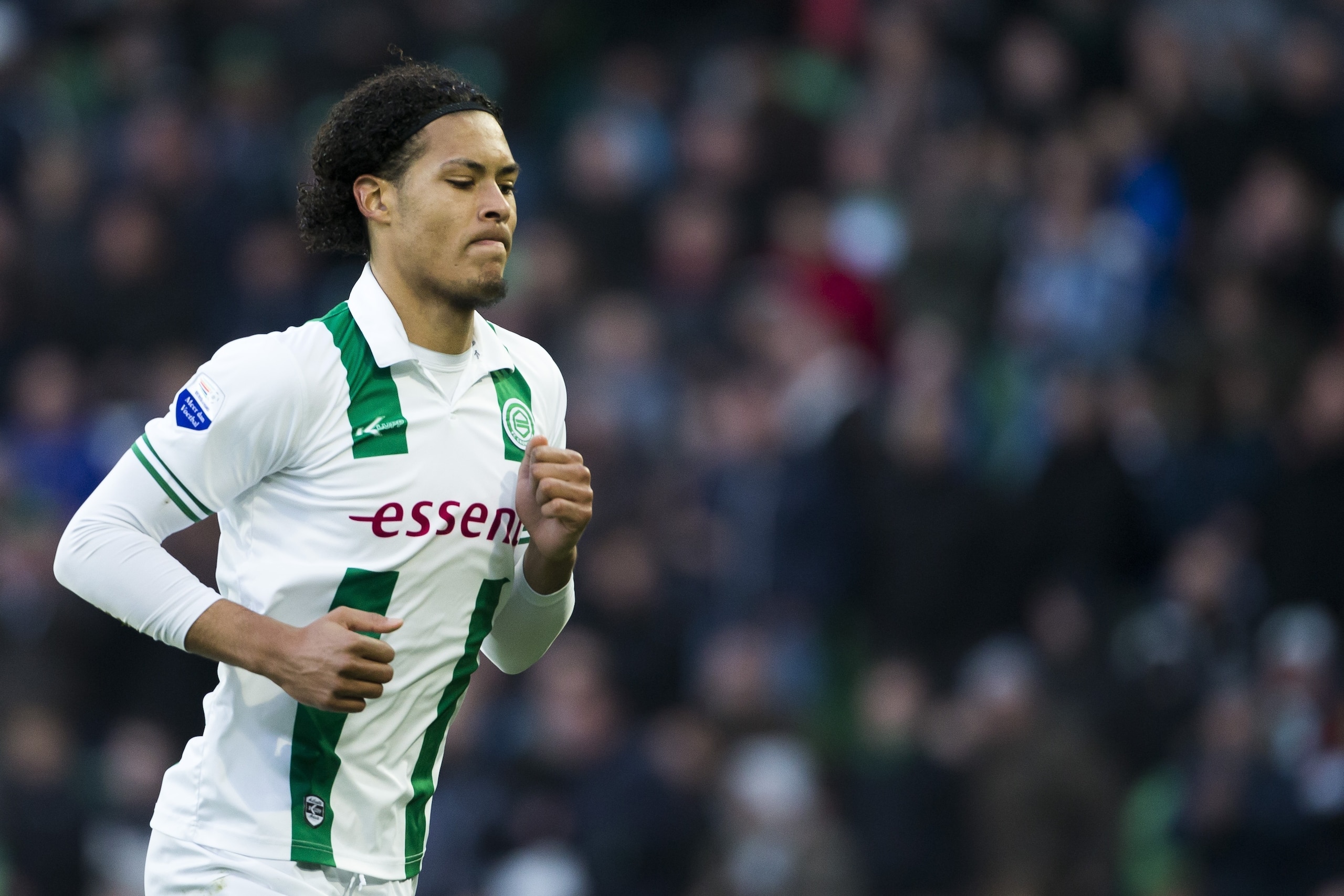Virgil van Dijk of FC Groningen during the Eredivisie match between FC Groningen and ADO Den Haag on April 20, 2013 at the Euroborg stadium at Groningen, The Netherlands.(Photo by VI Images via Getty Images)