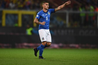 GENOA, ITALY - OCTOBER 10:  Marco Verratti  of Italy in action during the International Friendly match between Italy and Ukraine on October 10, 2018 in Genoa, Italy.  (Photo by Claudio Villa/Getty Images)