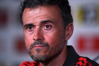 CARDIFF, WALES - OCTOBER 10:  Luis Enrique , Head Coach of Spain speaks to the media during a Spain press conference at Principality Stadium on October 10, 2018 in Cardiff, Wales.  (Photo by Stu Forster/Getty Images)
