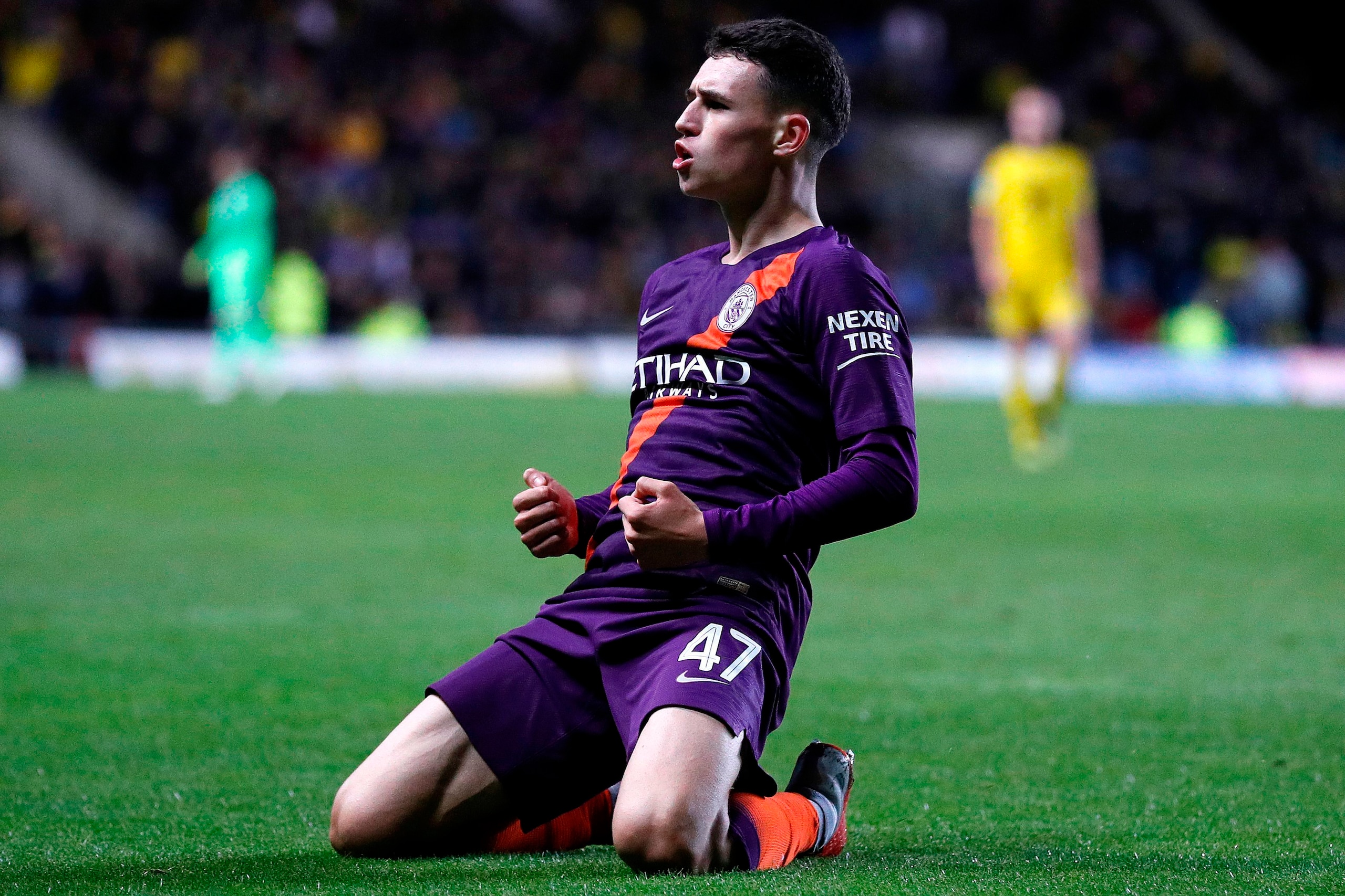 Manchester City's English midfielder Phil Foden celebrates scoring his team's third goal during the English League Cup third round football match between Oxford United and Manchester City at the Kassam Stadium in Oxford, west of London, on September 25, 2 Manchester City's English midfielder Phil Foden celebrates scoring his team's third goal during the English League Cup third round football match between Oxford United and Manchester City at the Kassam Stadium in Oxford, west of London, on September 25, 2