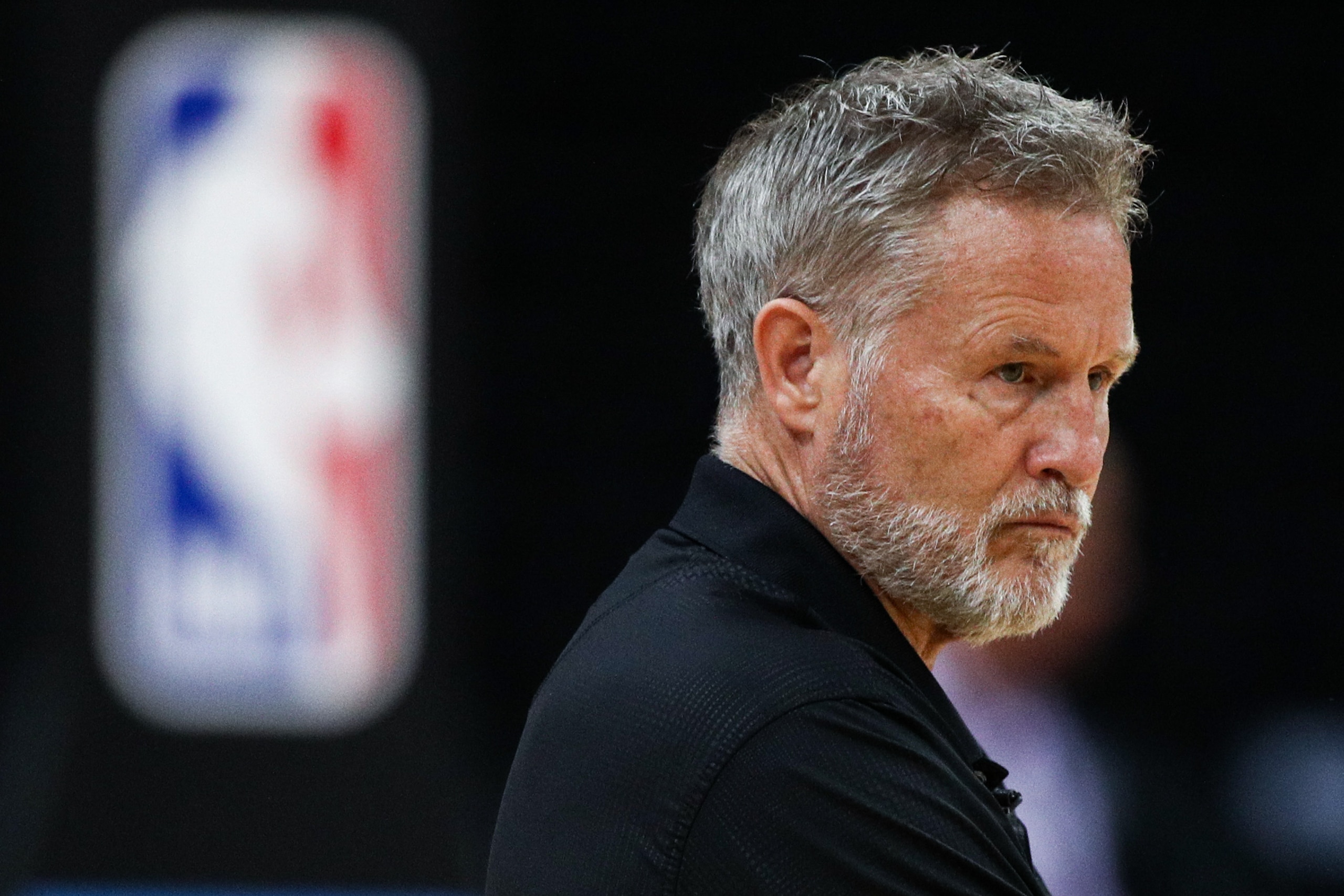 SHENZHEN, CHINA - OCTOBER 07:  Head Coach Brett Brown of the Philadelphia 76ers during the practice as part of the 2018 NBA China Games  between the Dallas Mavericks and the Philadelphia 76ers at Universidade Center on October 7, 2018 in Shenzhen, China. 