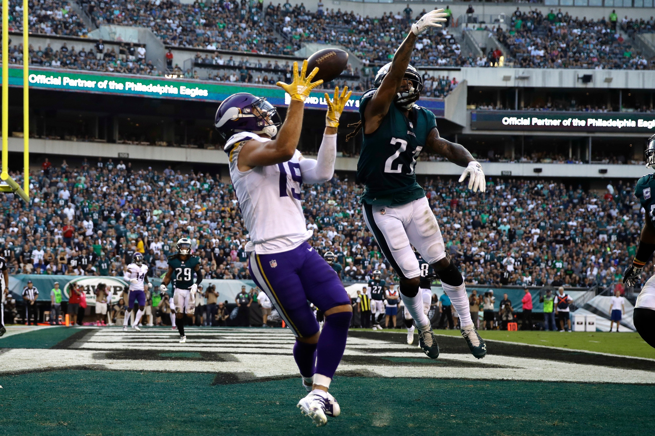 Through the season's first six weeks, Thielen leads the NFL in catches and yards.