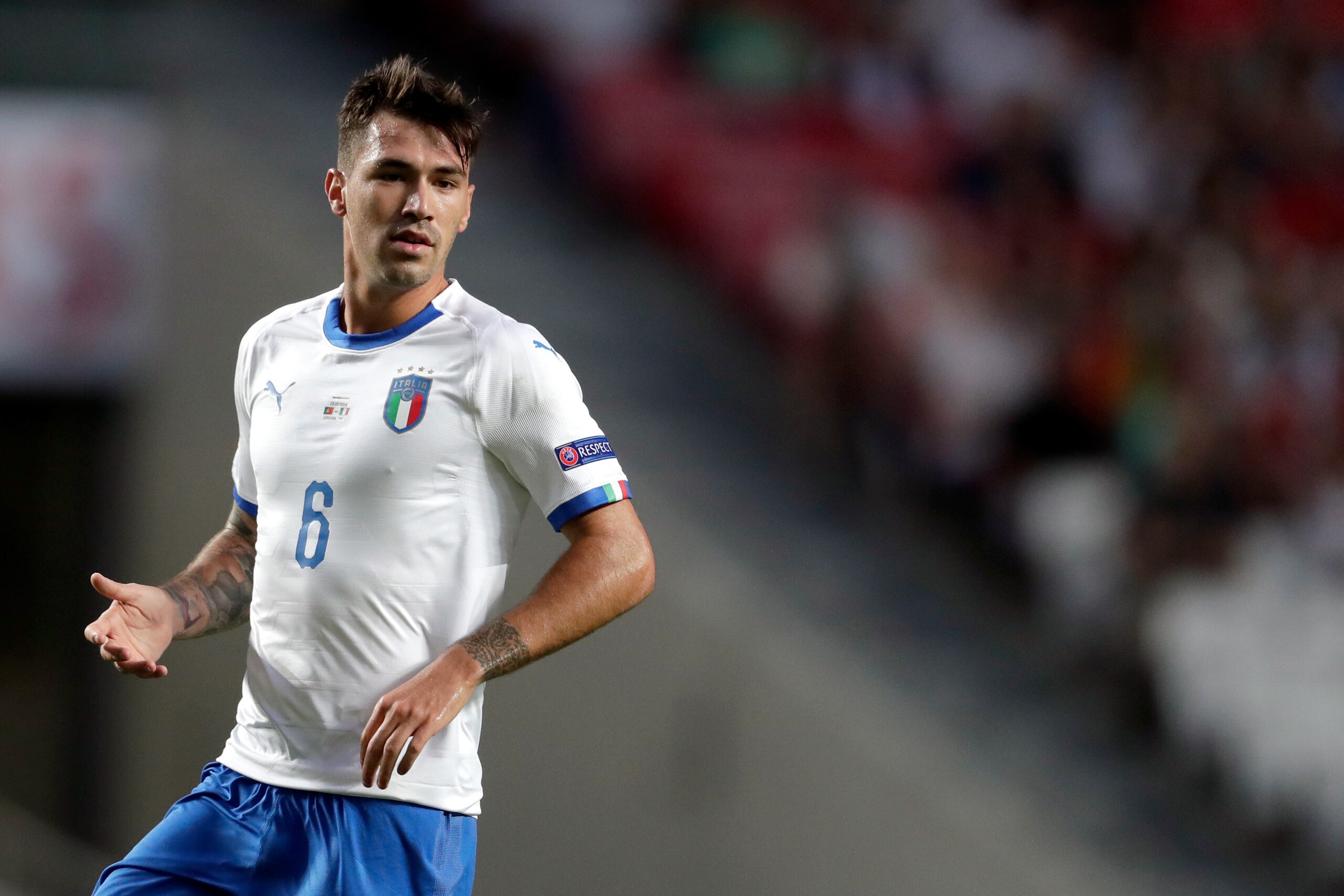 LISBON, PORTUGAL - SEPTEMBER 10: Alessio Romagnoli of Italy during the  UEFA Nations league match between Portugal  v Italy  at the Jose Alvalade on September 10, 2018 in Lisbon Portugal (Photo by Laurens Lindhout/Soccrates/Getty Images)