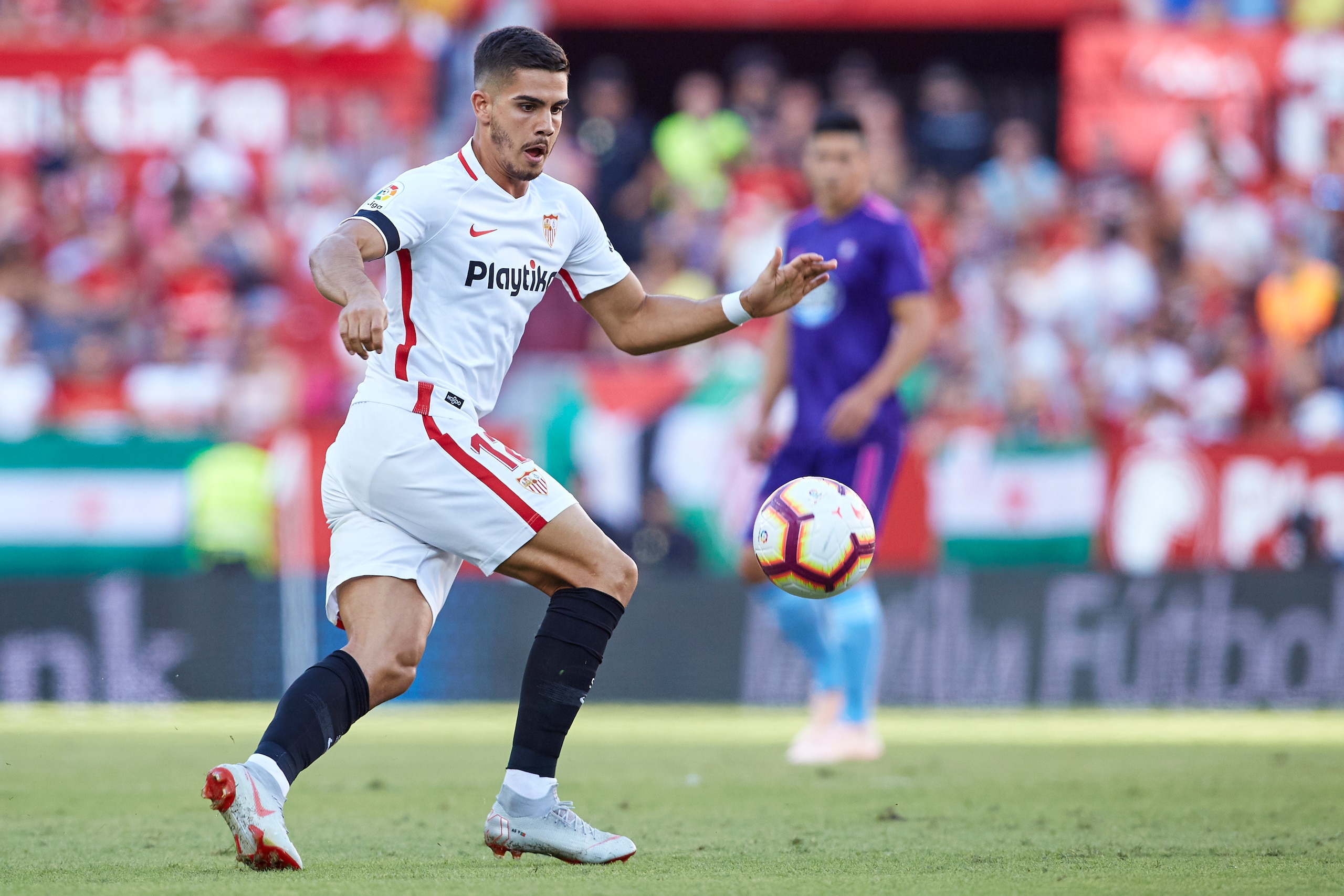 SEVILLE, SPAIN - OCTOBER 07:  Andre Silva of Sevilla FC in action during the La Liga match between Sevilla FC and RC Celta de Vigo at Estadio Ramon Sanchez Pizjuan on October 7, 2018 in Seville, Spain.  (Photo by Quality Sport Images/Getty Images)