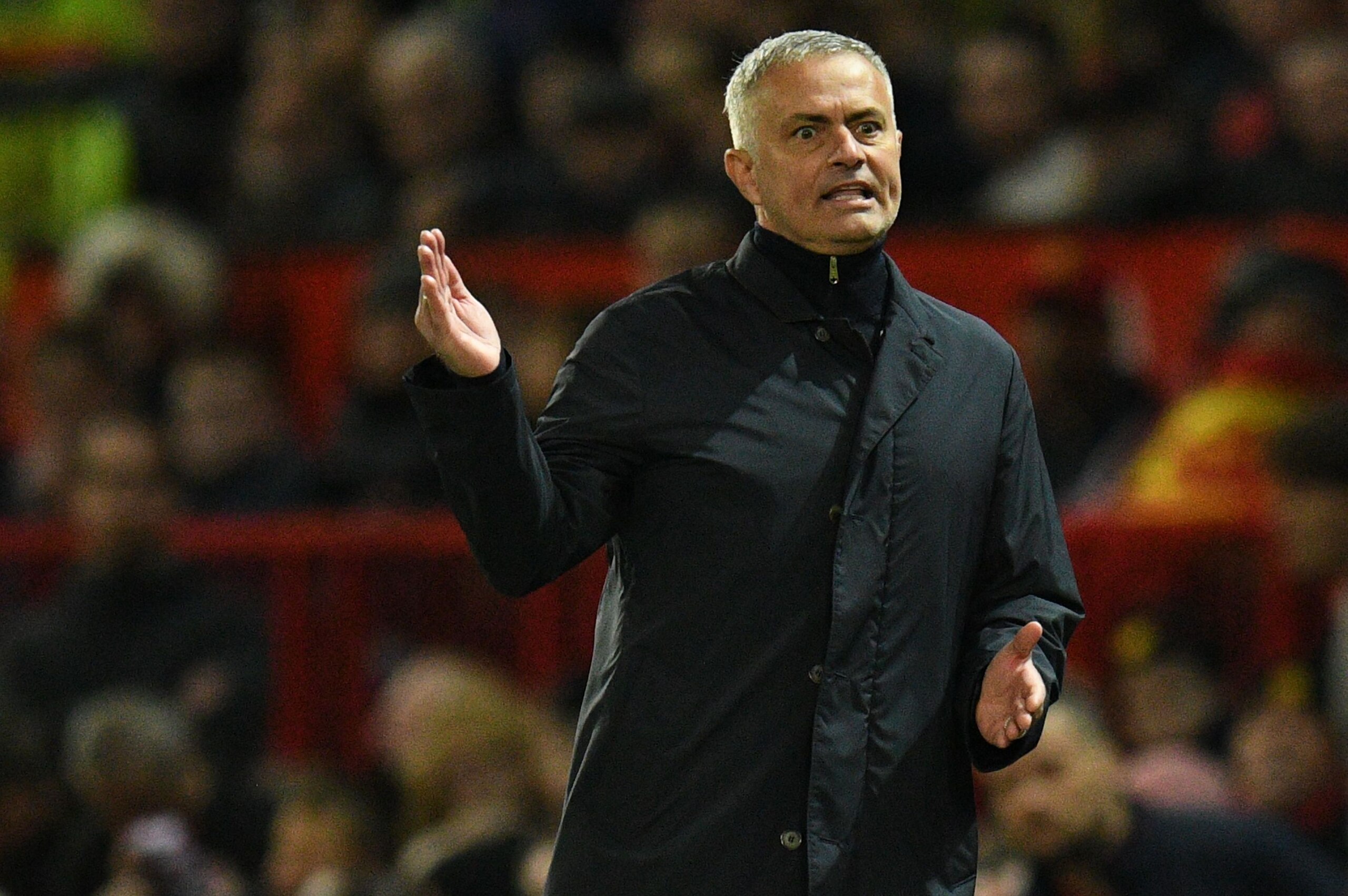 Manchester United's Portuguese manager Jose Mourinho gestures during the English Premier League football match between Manchester United and Newcastle at Old Trafford in Manchester, north west England, on October 6, 2018. (Photo by Oli SCARFF / AFP) / RES Manchester United's Portuguese manager Jose Mourinho gestures during the English Premier League football match between Manchester United and Newcastle at Old Trafford in Manchester, north west England, on October 6, 2018. (Photo by Oli SCARFF / AFP) / RES