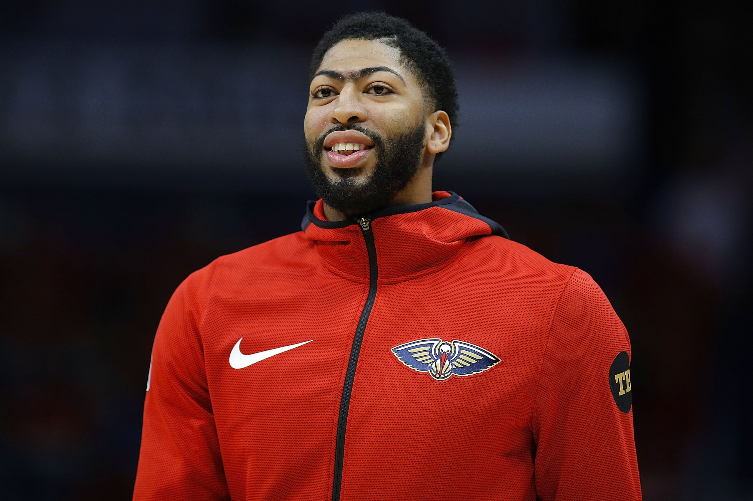 NEW ORLEANS, LA - OCTOBER 19:  Anthony Davis #23 of the New Orleans Pelicans reacts during a game against the Sacramento Kings at the Smoothie King Center on October 19, 2018 in New Orleans, Louisiana. NOTE TO USER: User expressly acknowledges and agrees 