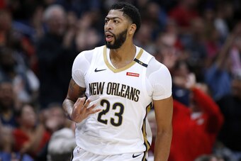 NEW ORLEANS, LA - OCTOBER 23:  Anthony Davis #23 of the New Orleans Pelicans reacts during a game against the LA Clippers at the Smoothie King Center on October 23, 2018 in New Orleans, Louisiana. NOTE TO USER: User expressly acknowledges and agrees that,
