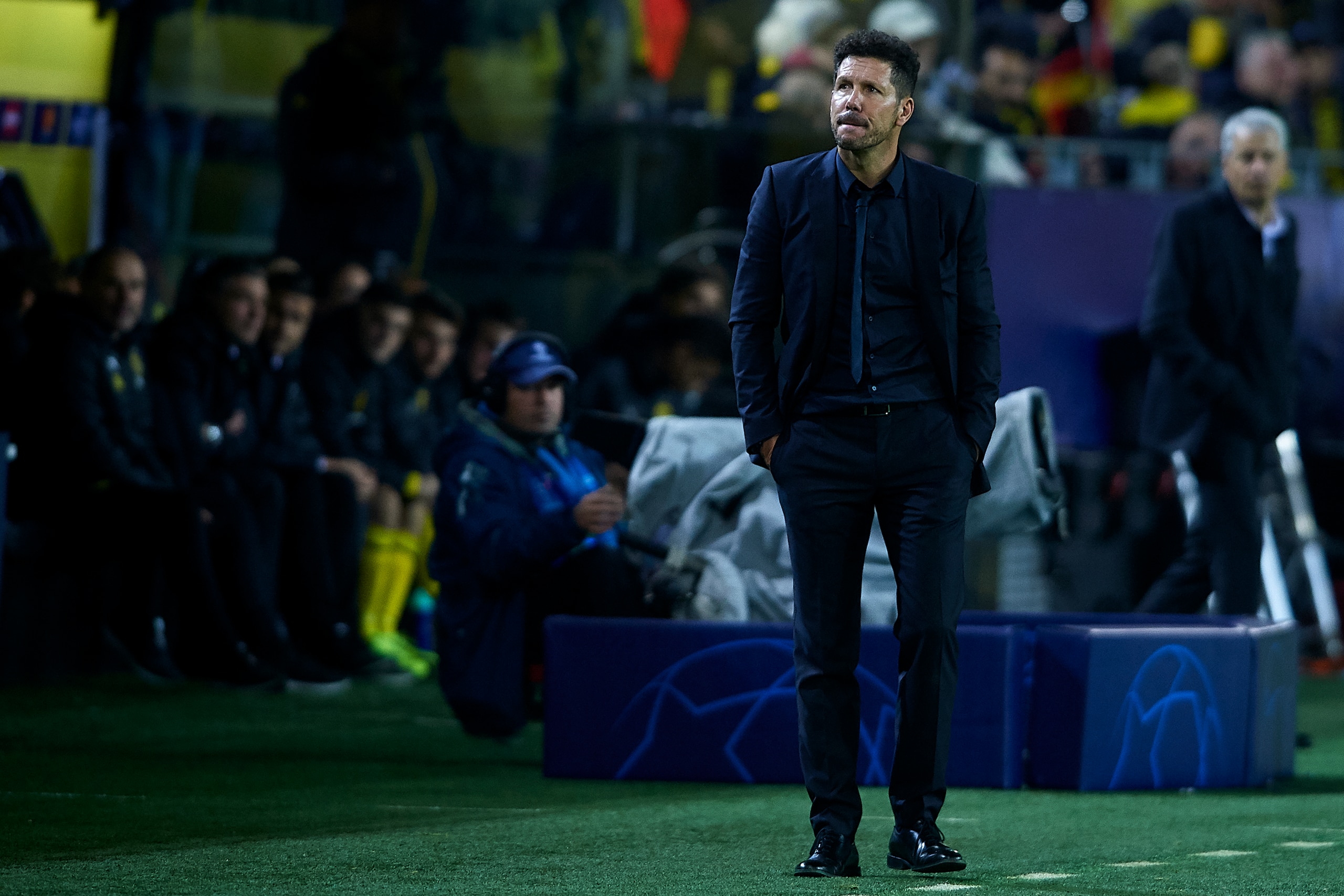 DORTMUND, GERMANY - OCTOBER 24:  Diego Simeone manager of Atletico de Madrid looks during the Group A match of the UEFA Champions League between Borussia Dortmund and Club Atletico de Madrid at Signal Iduna Park on October 24, 2018 in Dortmund, Germany.  